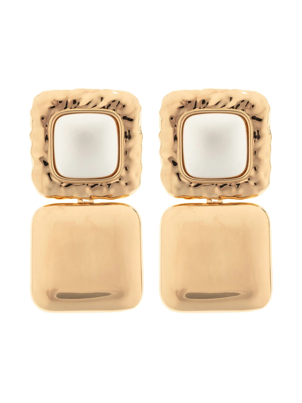 MOTTLED GOLD PEARL TIERED EARRINGS