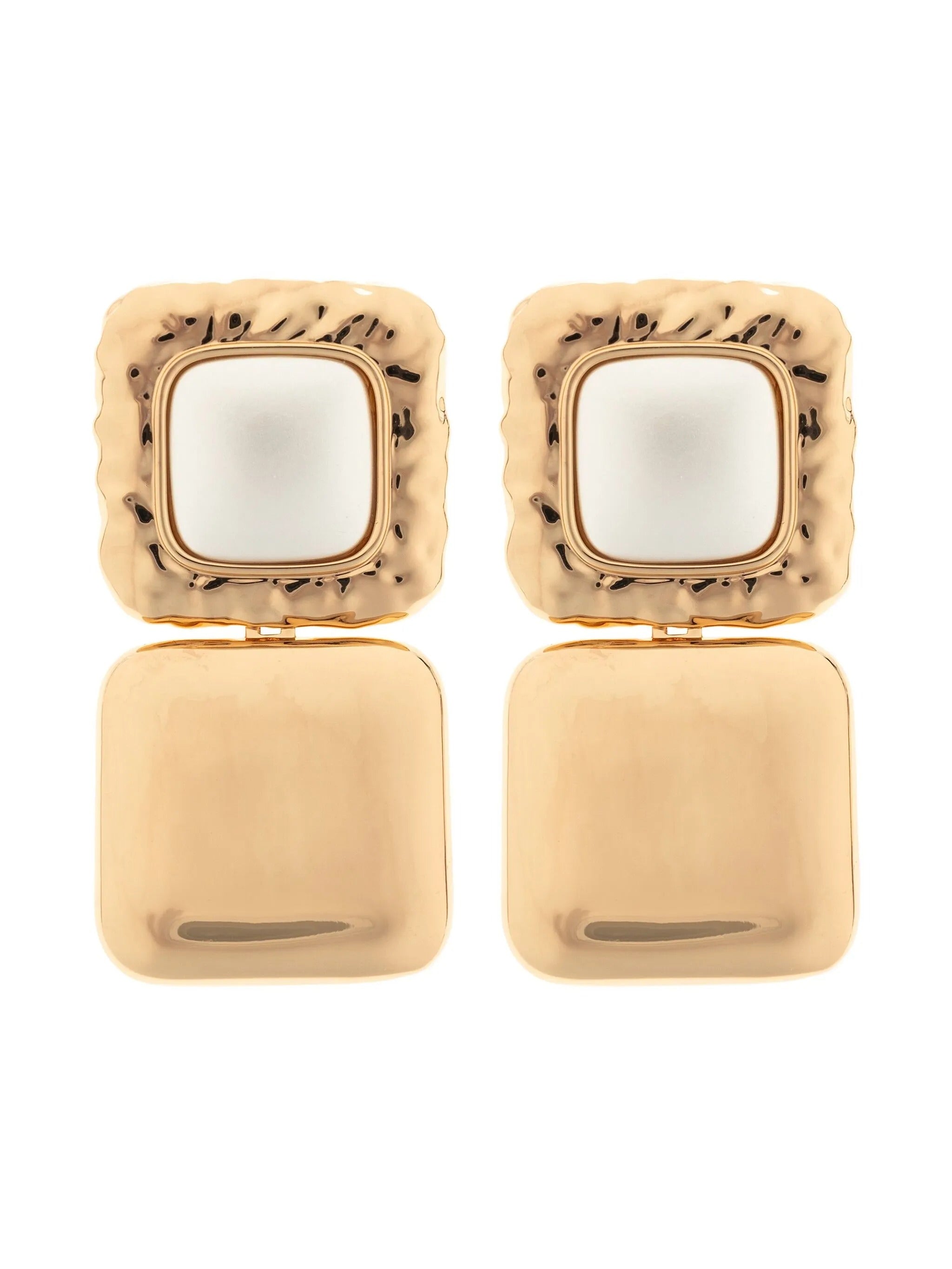 MOTTLED GOLD PEARL TIERED EARRINGS