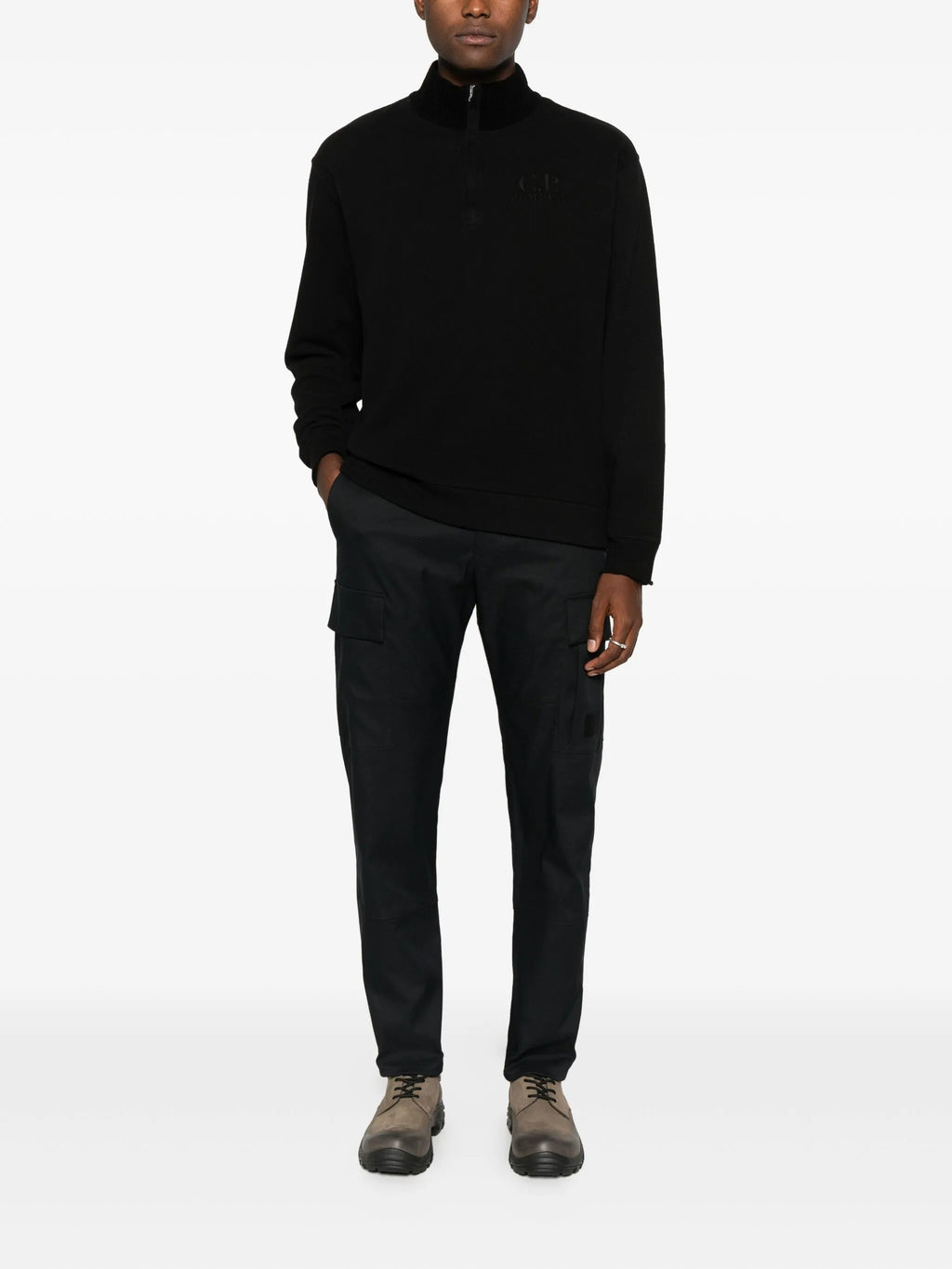 SWEATSHIRTS POLO COLLAR IN ACERO FLEECE