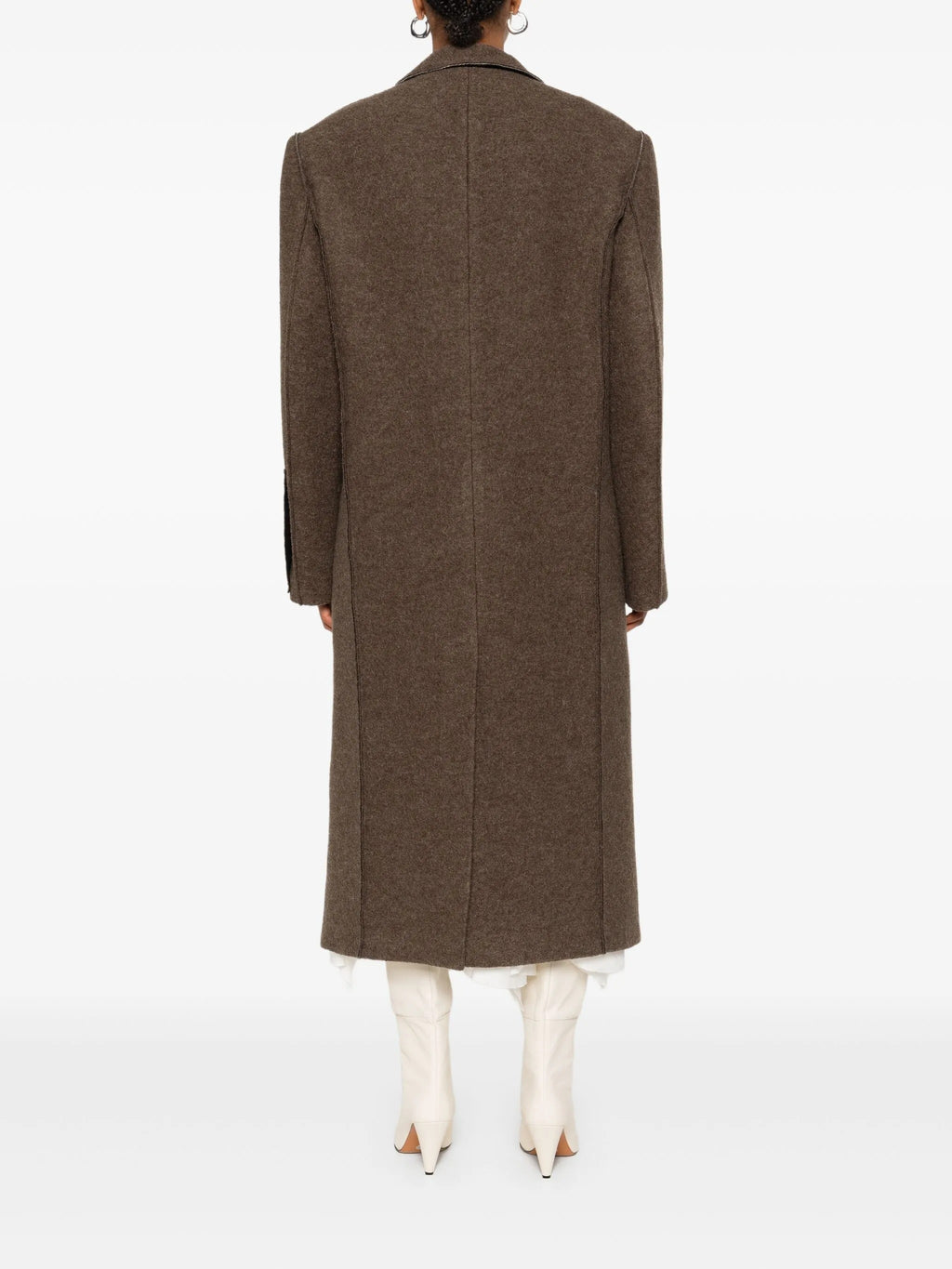 DOUBLE BREASTED RAW CUT LONG COAT