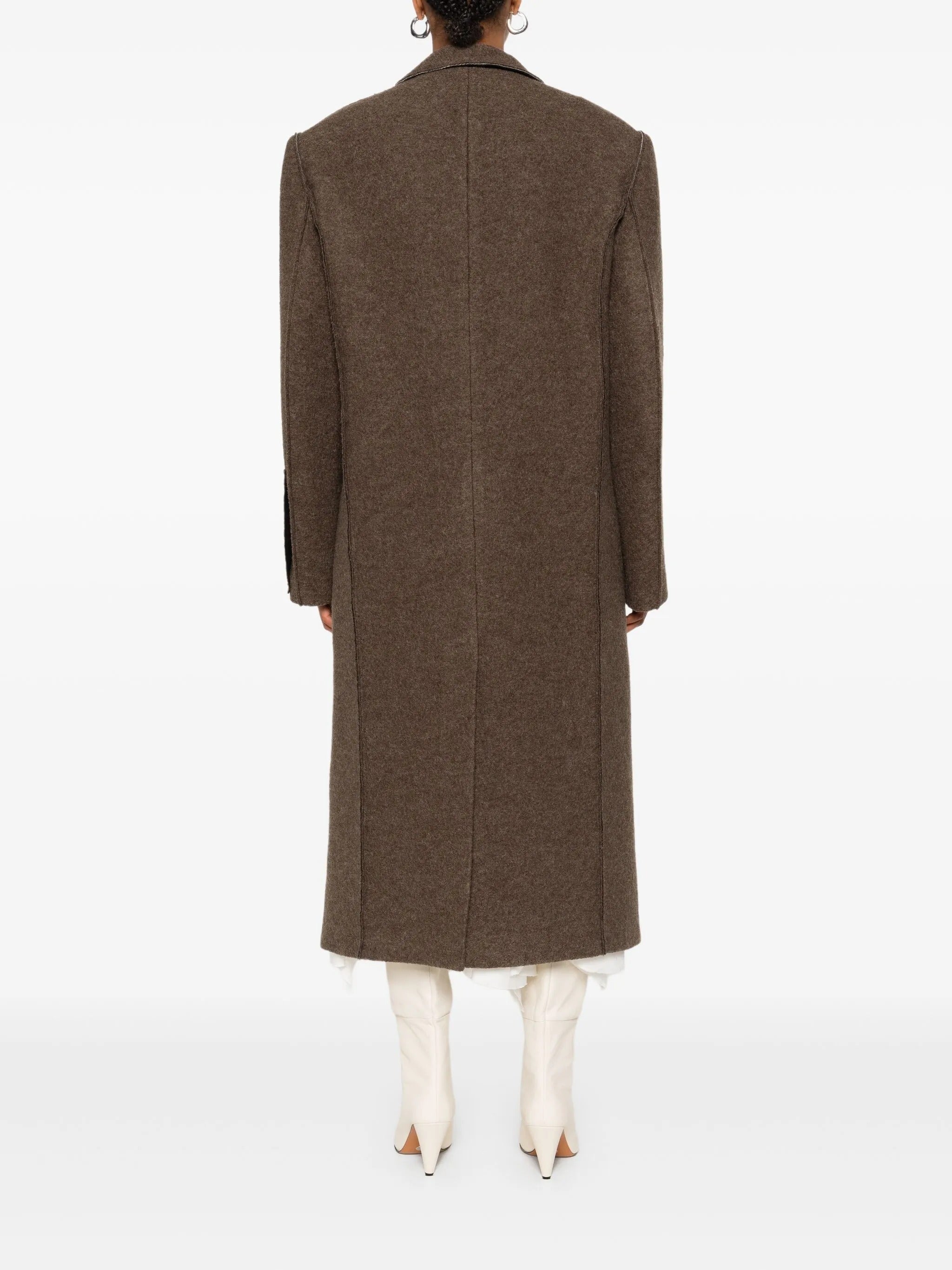 DOUBLE BREASTED RAW CUT LONG COAT