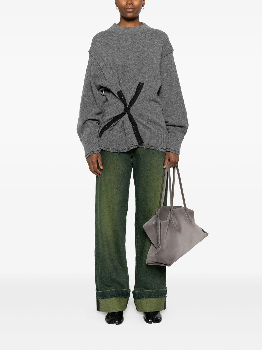 CORSET DISTRESSED CREWNECK