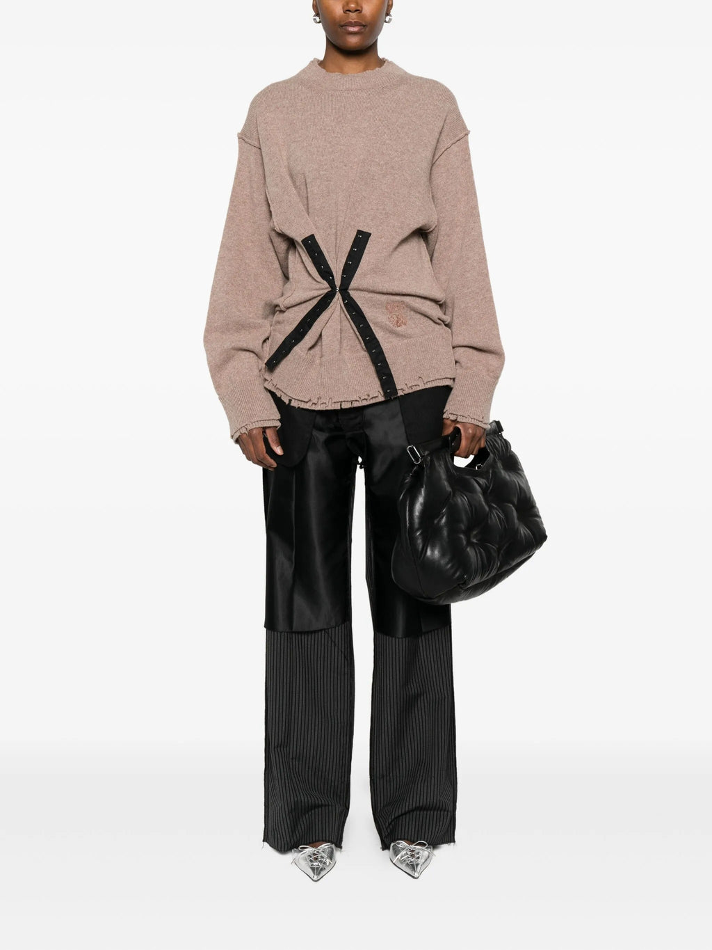 CORSET DISTRESSED CREWNECK