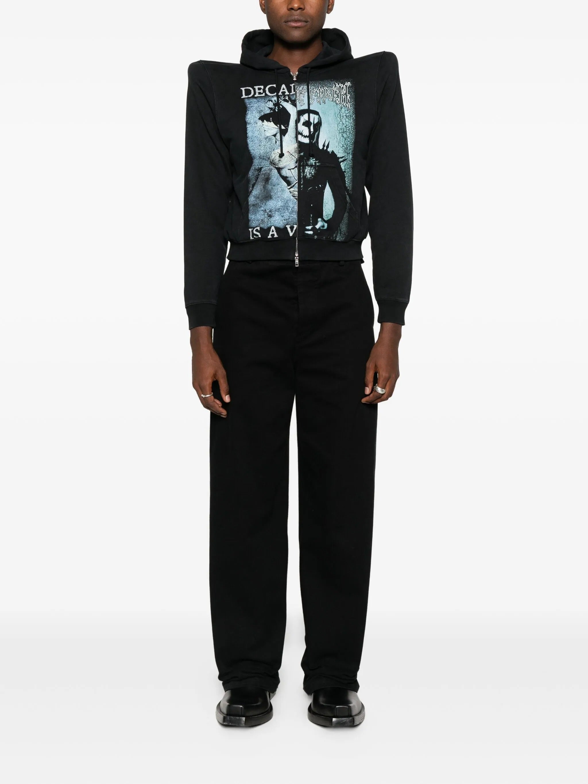 COF CUT UP EXTREME SHOULDER FITTED ZIP UP HOODIE
