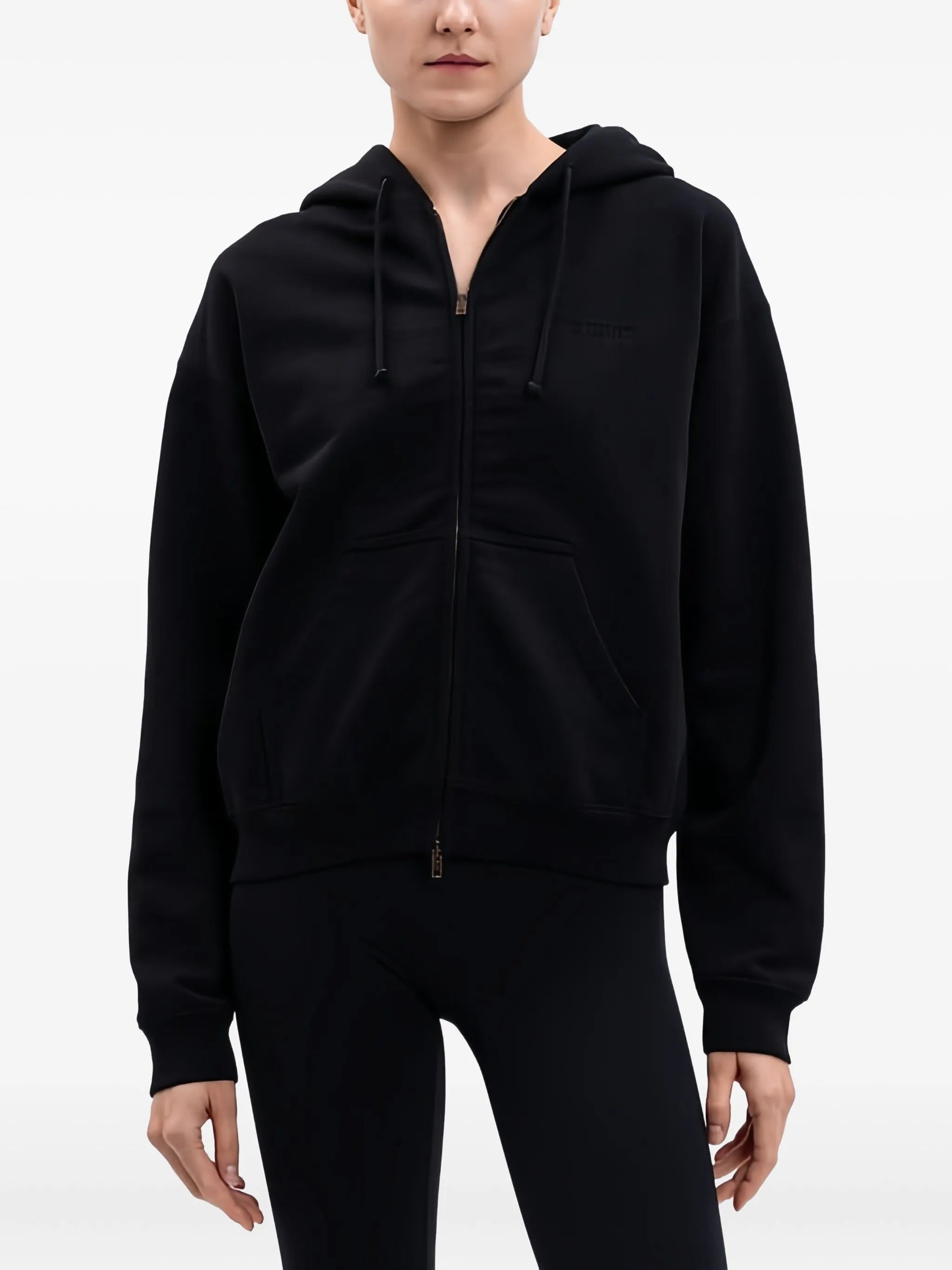 LOGO FITTED ZIP UP HOODIE