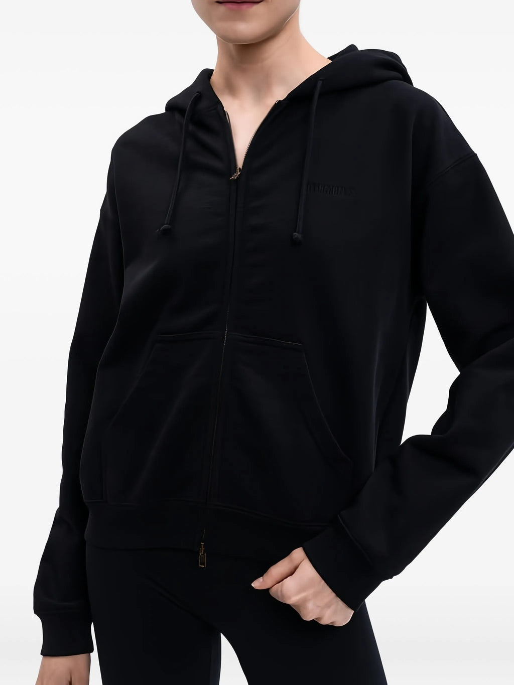 LOGO FITTED ZIP UP HOODIE