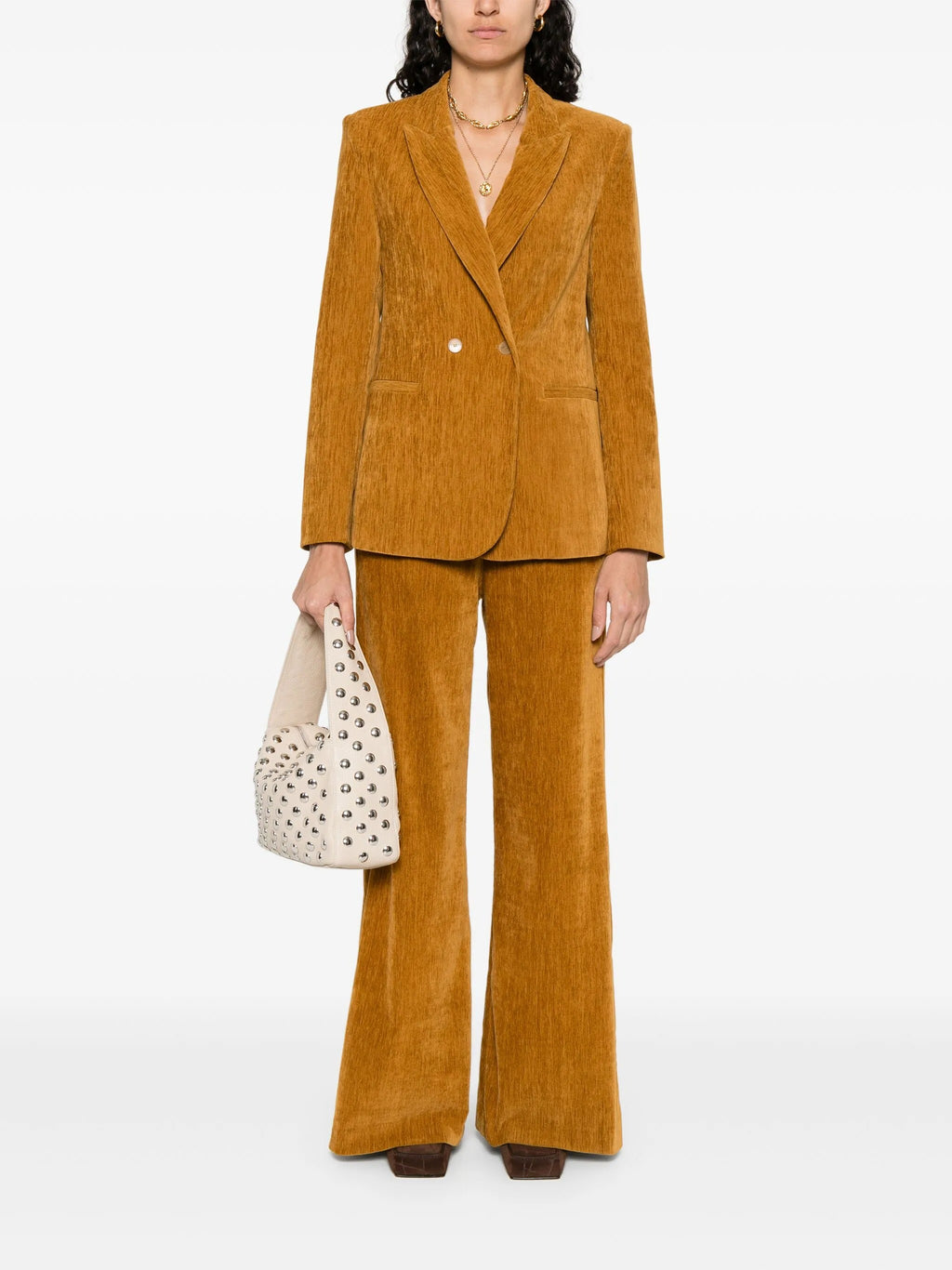 double velvet high waist pants