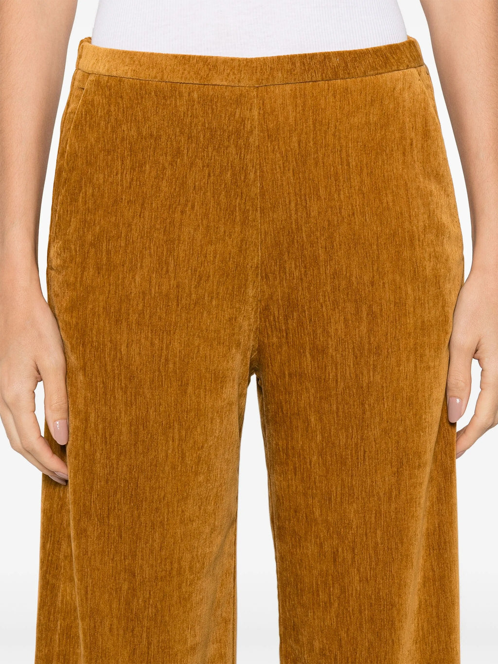 double velvet high waist pants