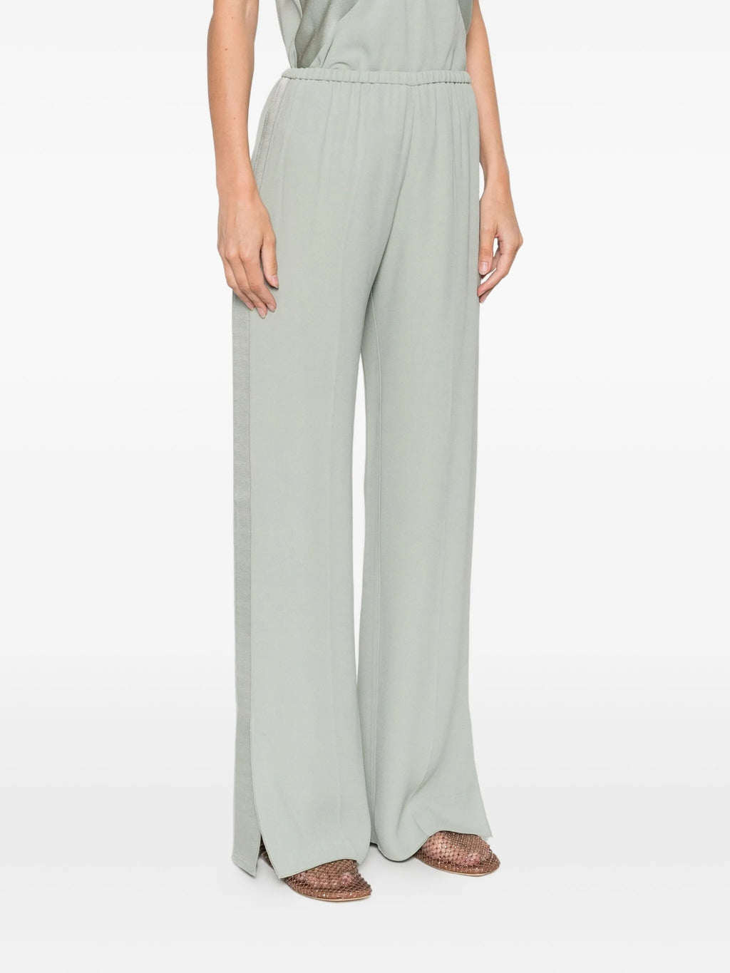 matte anvers satin regular waist smoking pants