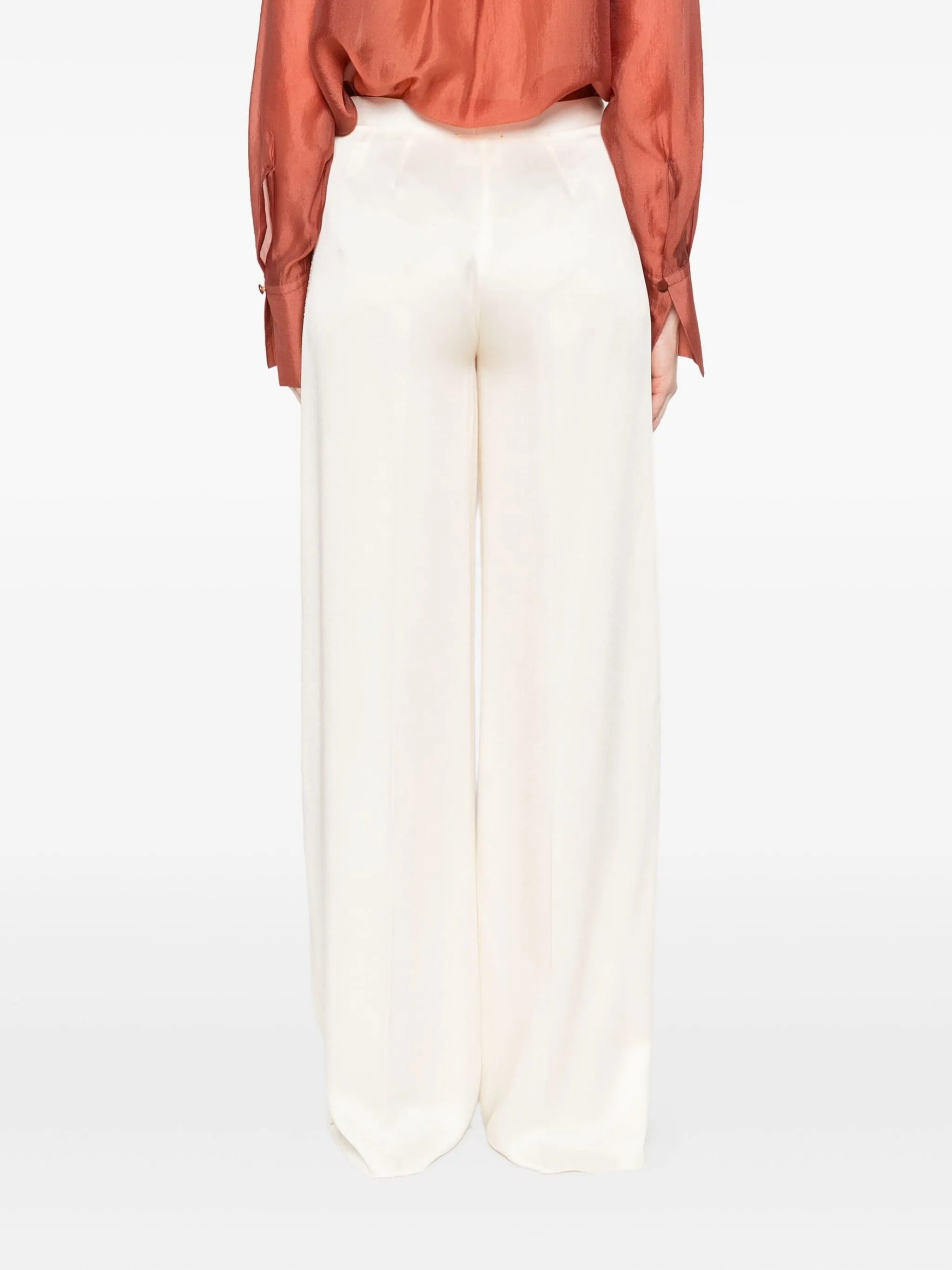 shiny anvers satin high waist embroidered pants