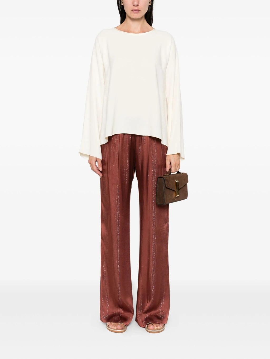 matte anvers satin embroidered top