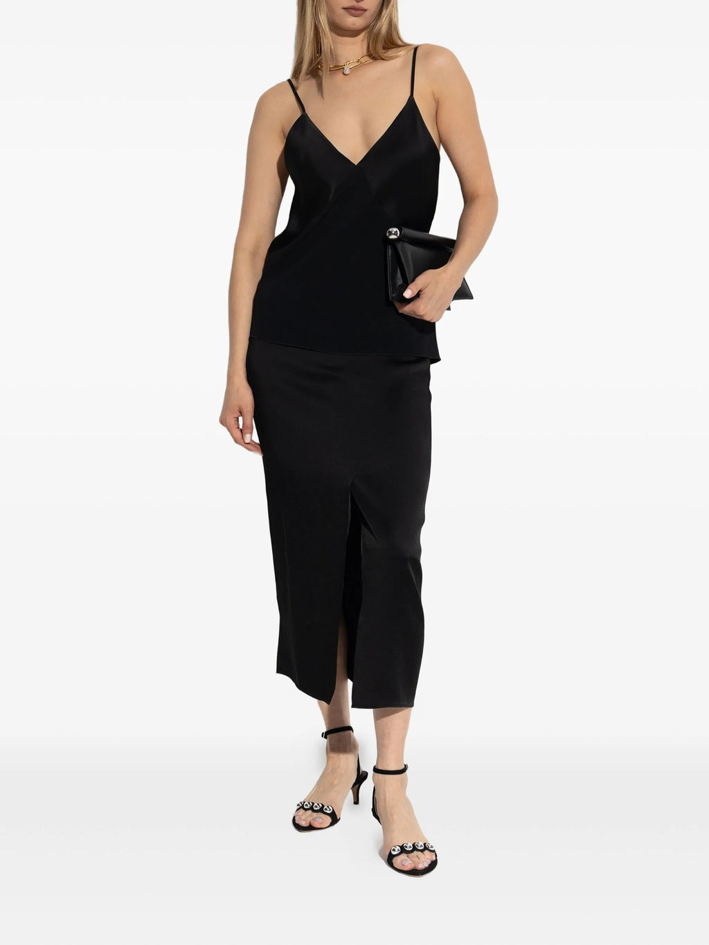 shiny anvers satin pencil skirt