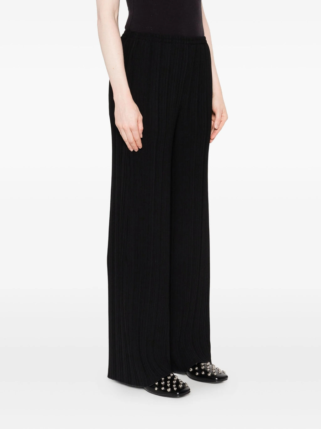 poly crepe plisse` regular waist pants