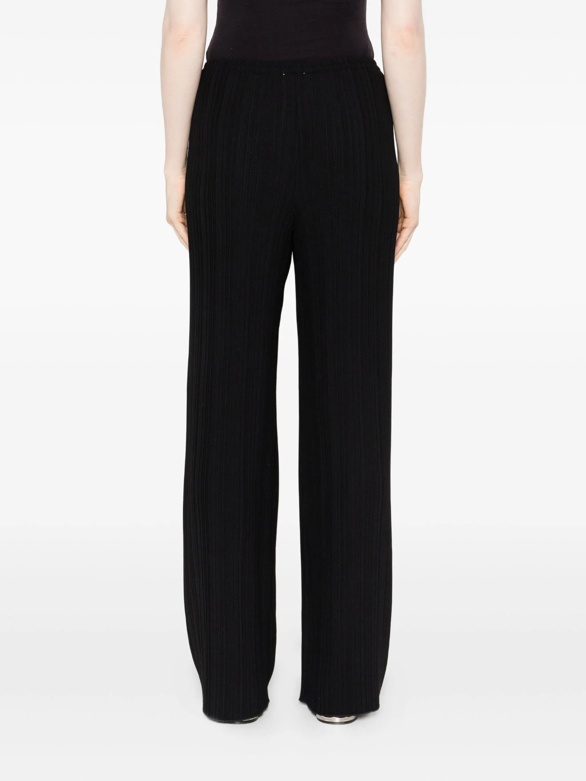 poly crepe plisse` regular waist pants