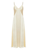 silver pinstripe satin slipdress