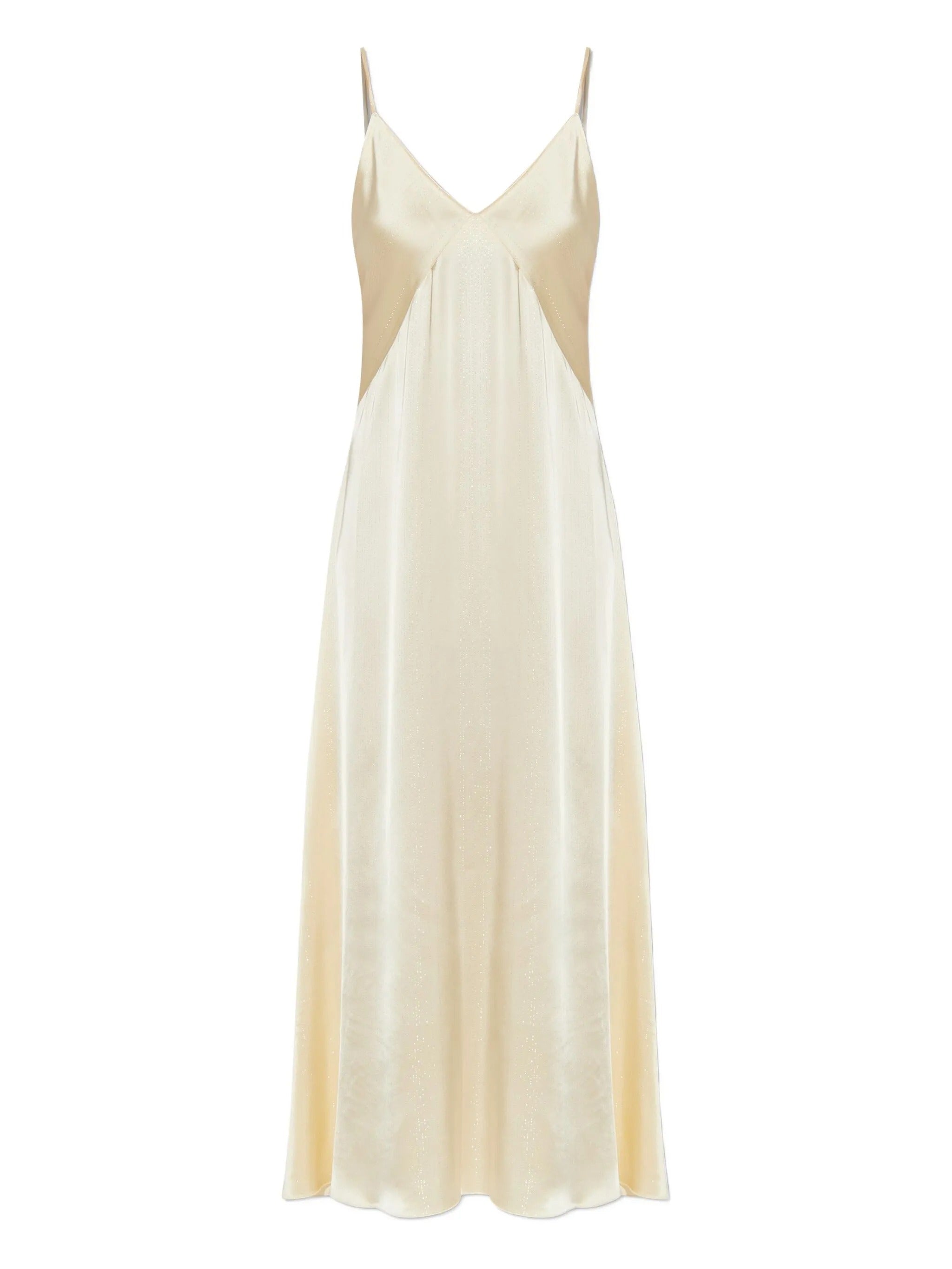 silver pinstripe satin slipdress