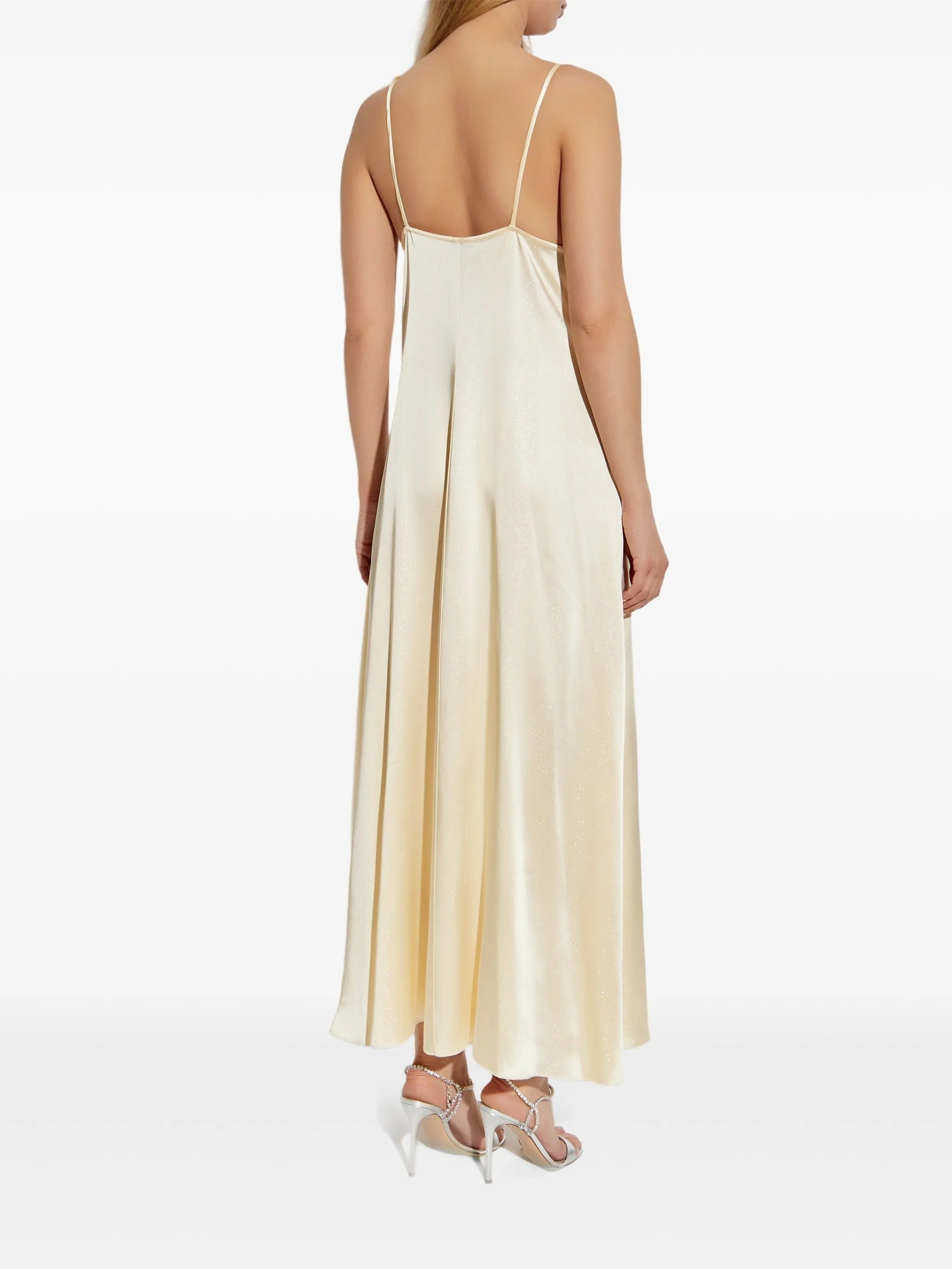 silver pinstripe satin slipdress