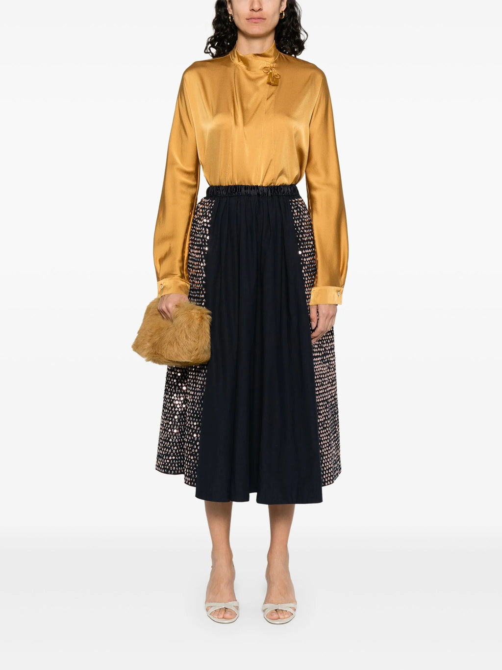 heavy stretch silk satin kimono shirt