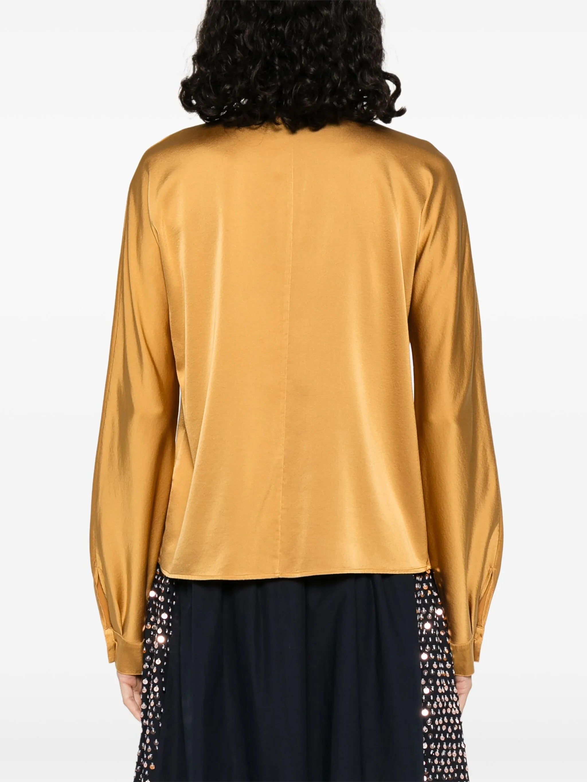 heavy stretch silk satin kimono shirt