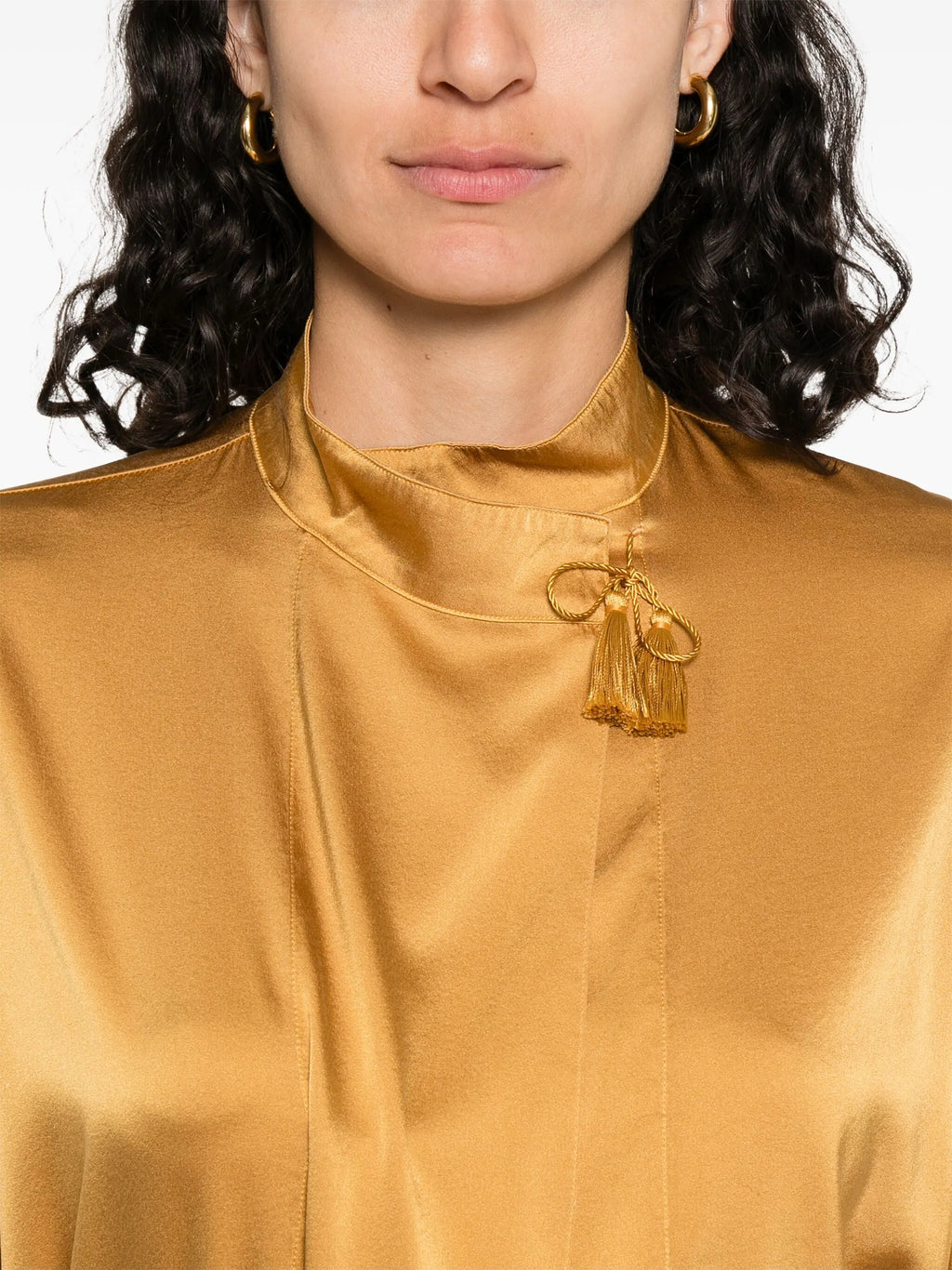 heavy stretch silk satin kimono shirt