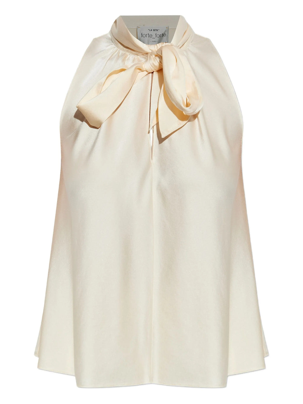 heavy stretch silk satin bow-tie top