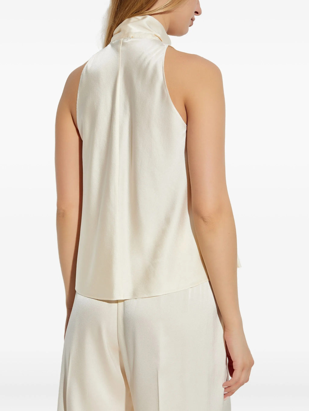heavy stretch silk satin bow-tie top