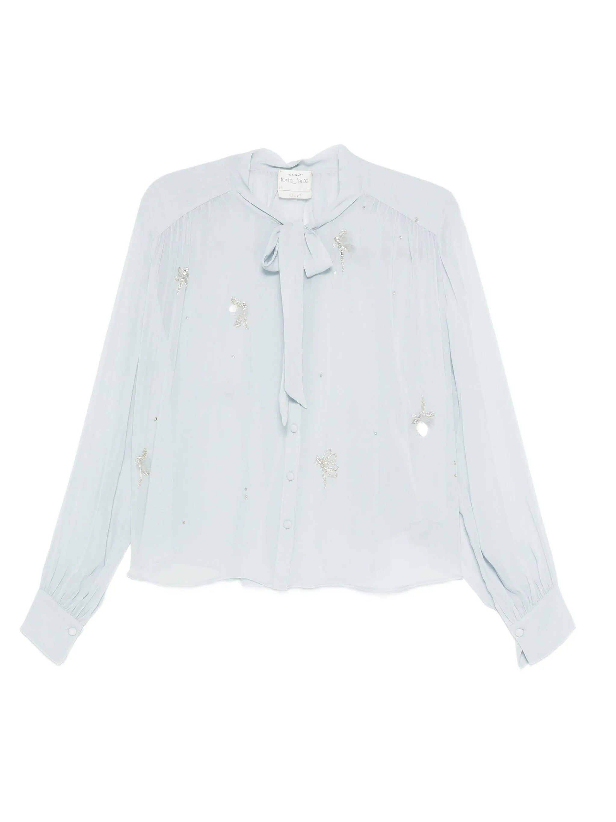 "carousel des sylphes" embroidery bow-tie shirt