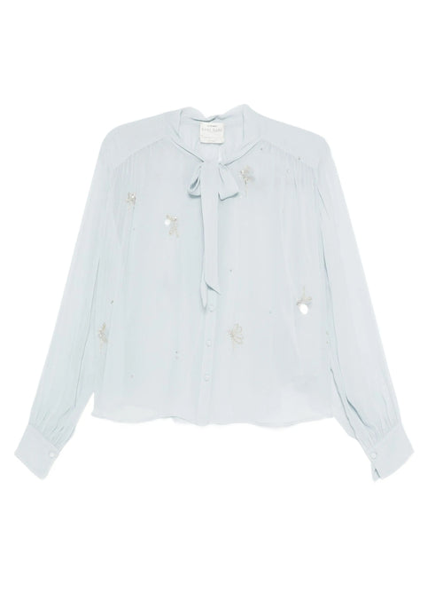 "carousel des sylphes" embroidery bow-tie shirt