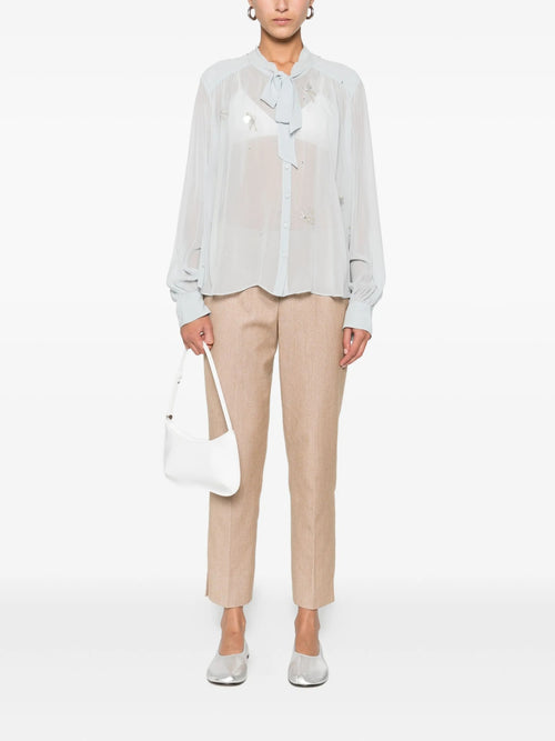 "carousel des sylphes" embroidery bow-tie shirt