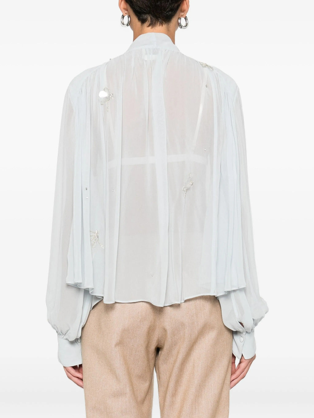 "carousel des sylphes" embroidery bow-tie shirt