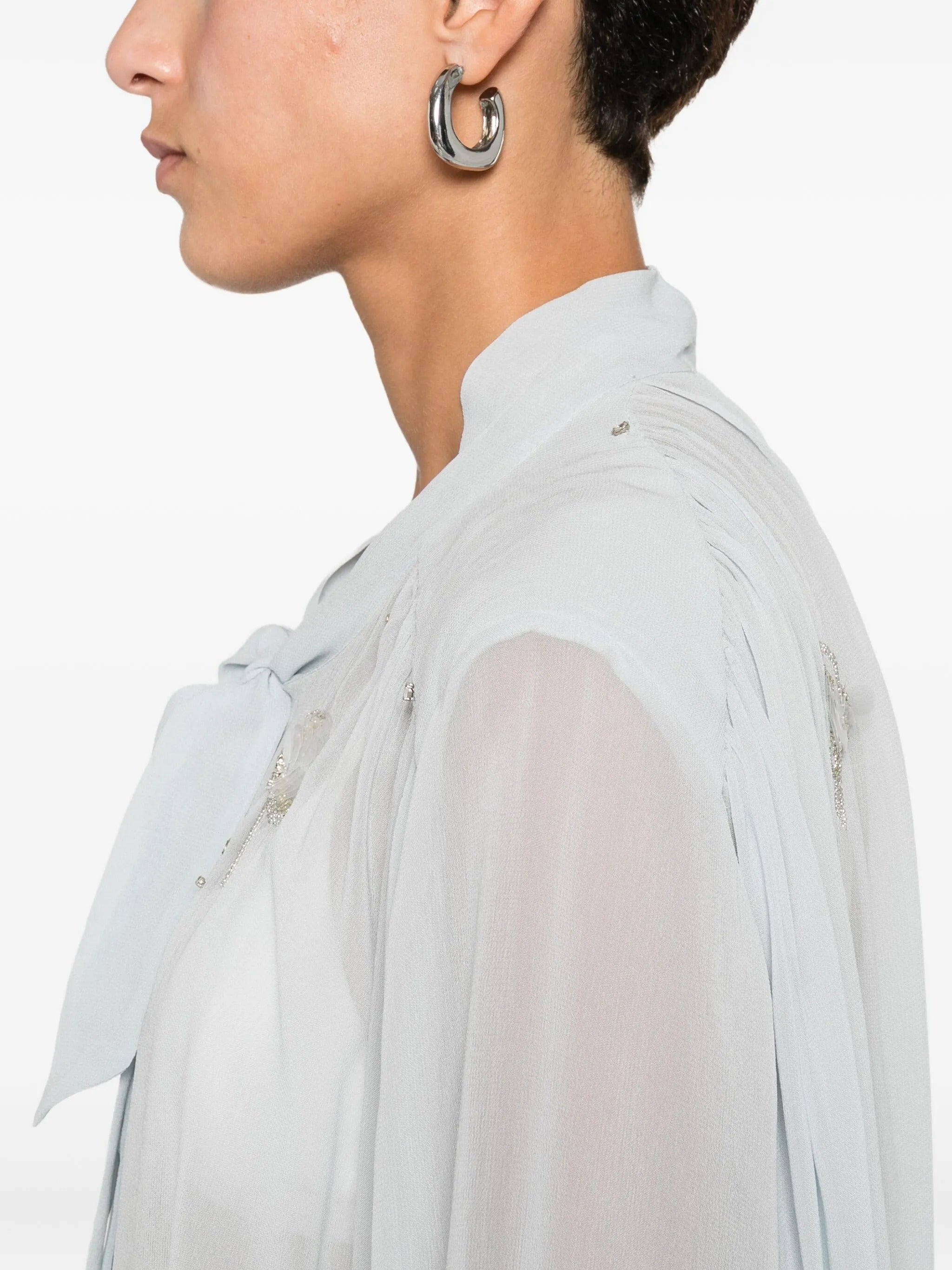 "carousel des sylphes" embroidery bow-tie shirt