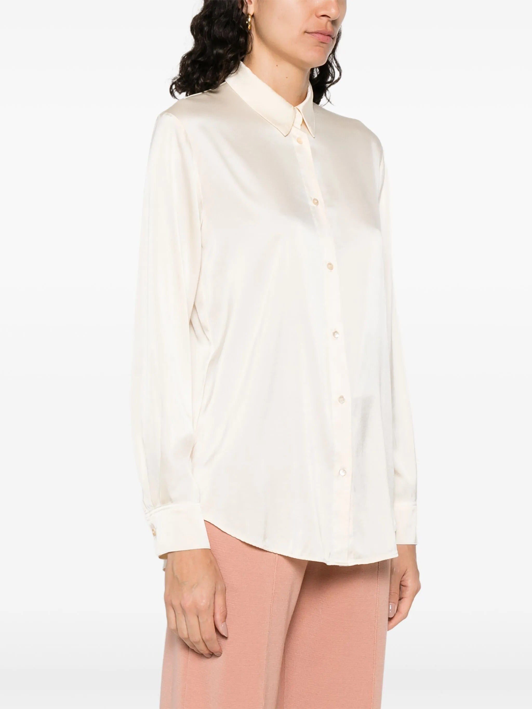 essential heavy stretch silk satin shirt