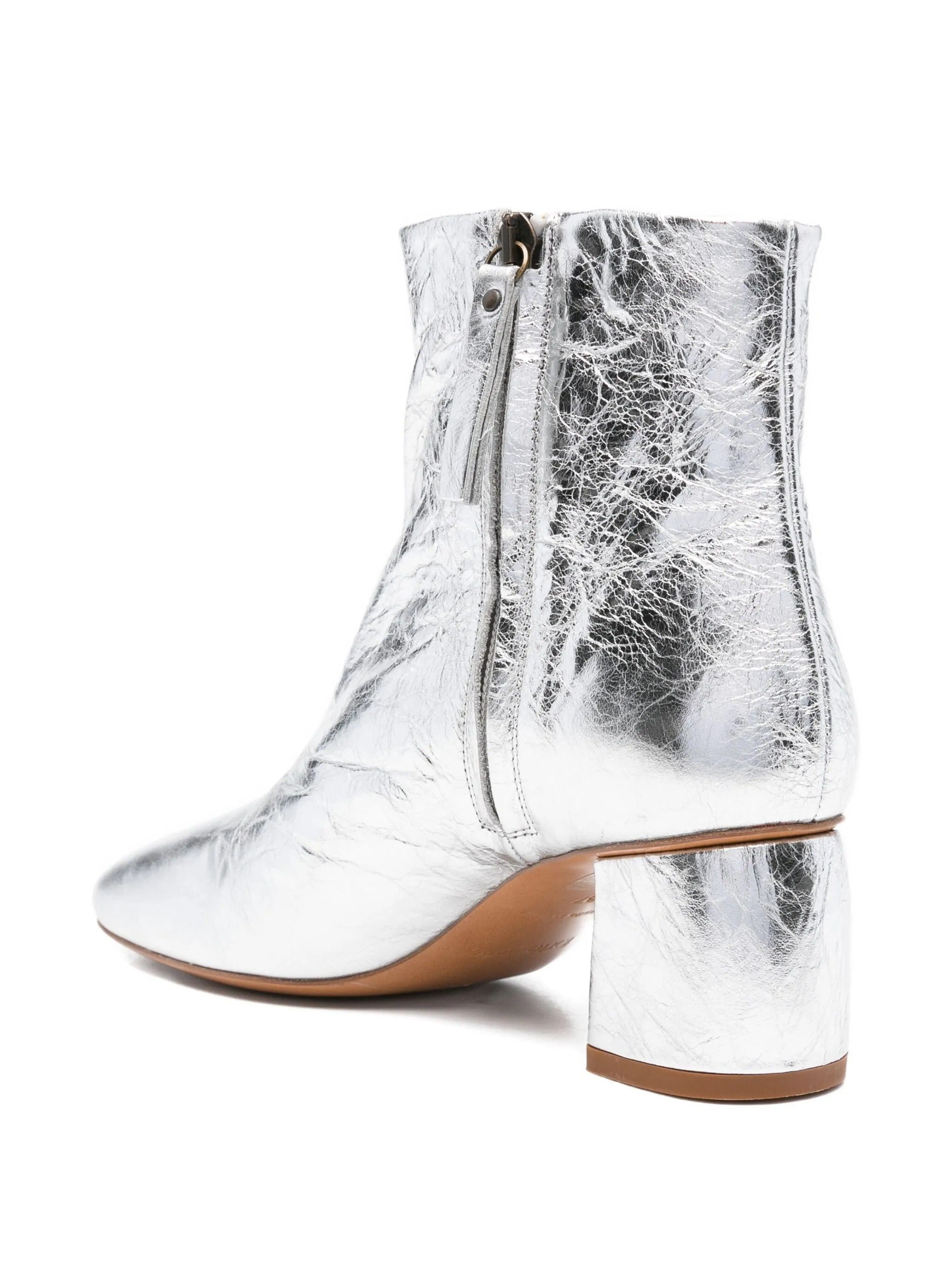 craquele` laminated leather anckle boots