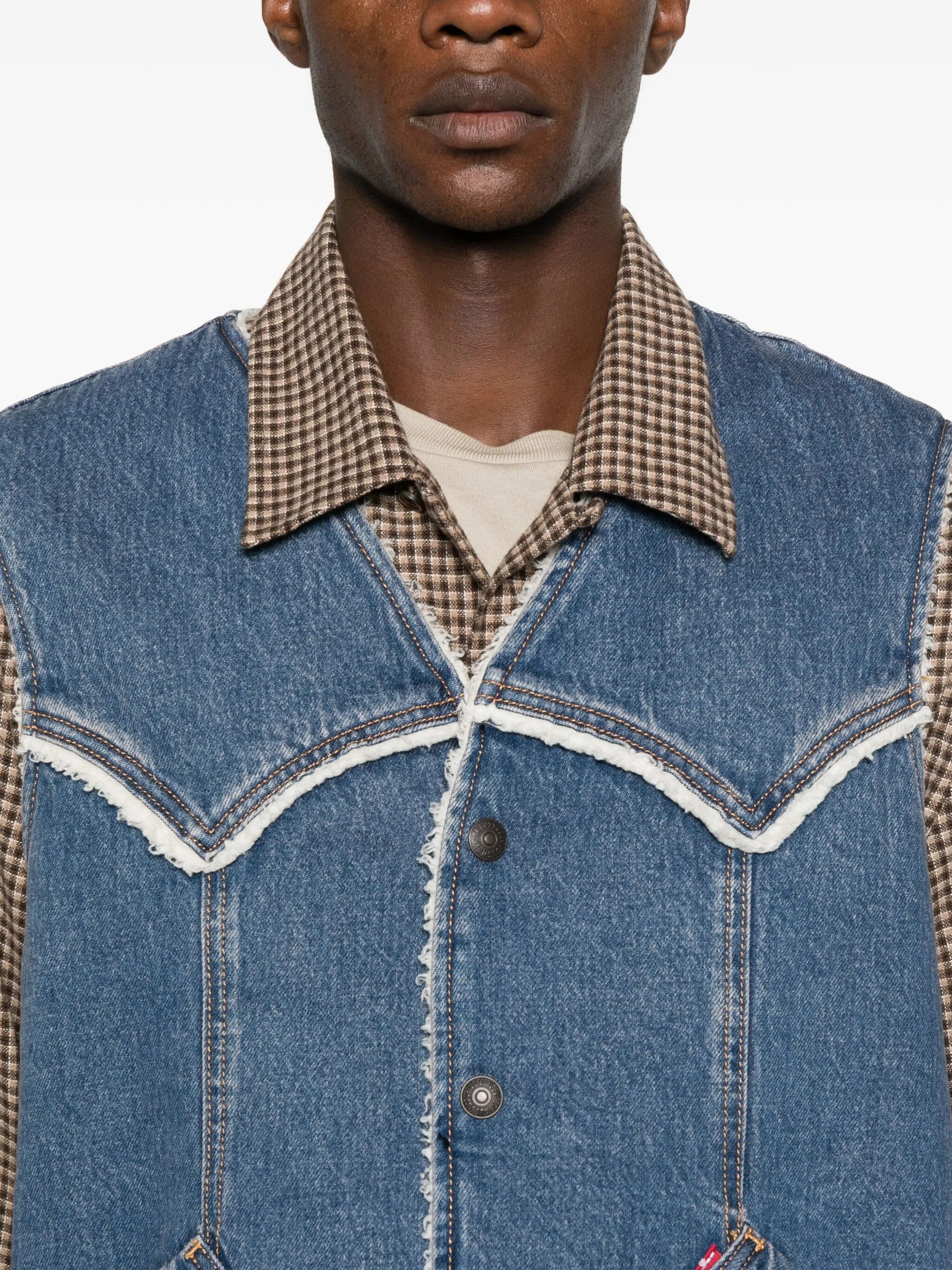 WESTERN DENIM SHERP VEST SKY DESERT SHER