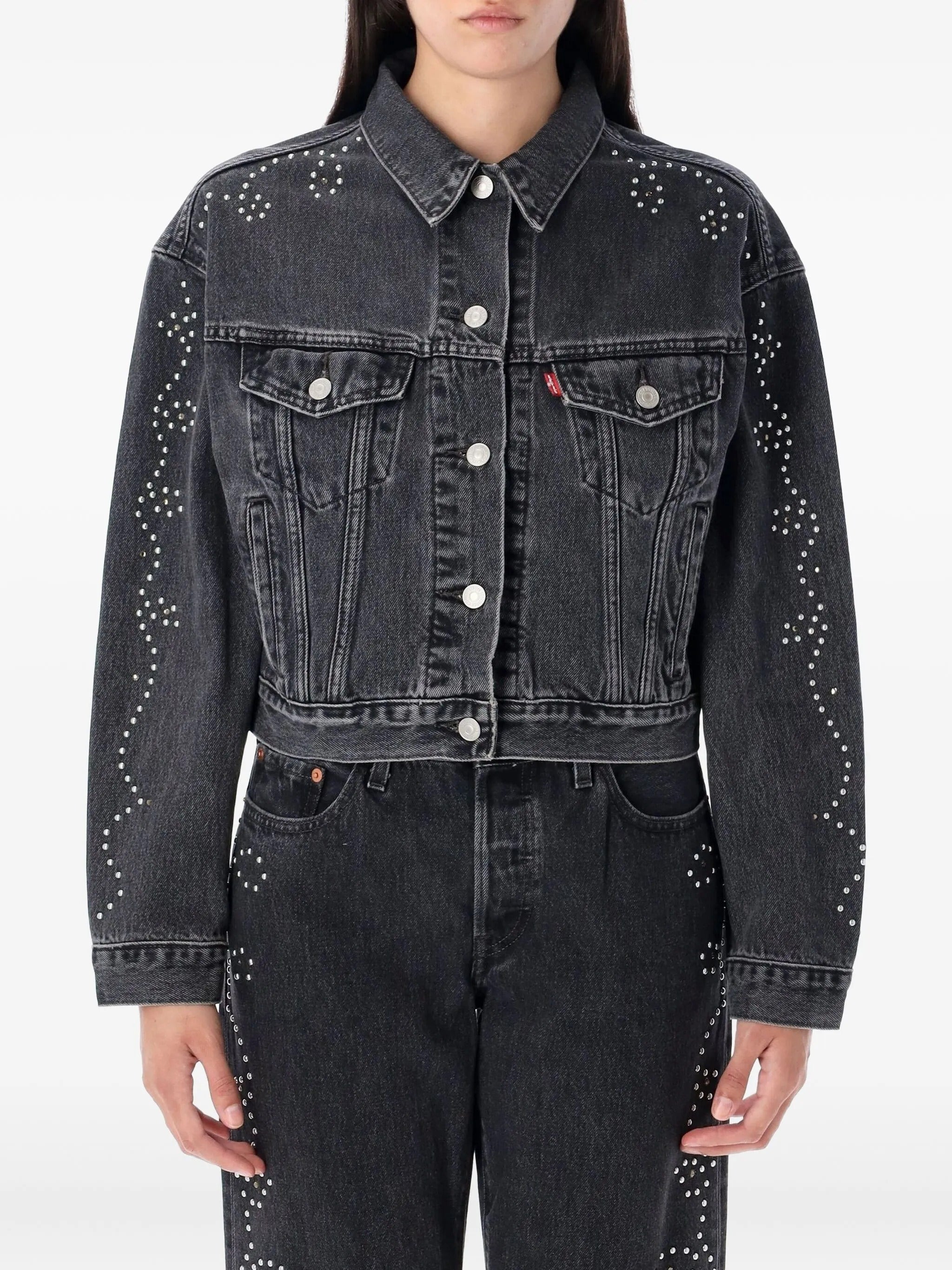 SHRUNKEN 90S NO PLEAT BEJEWELED TRUCKER
