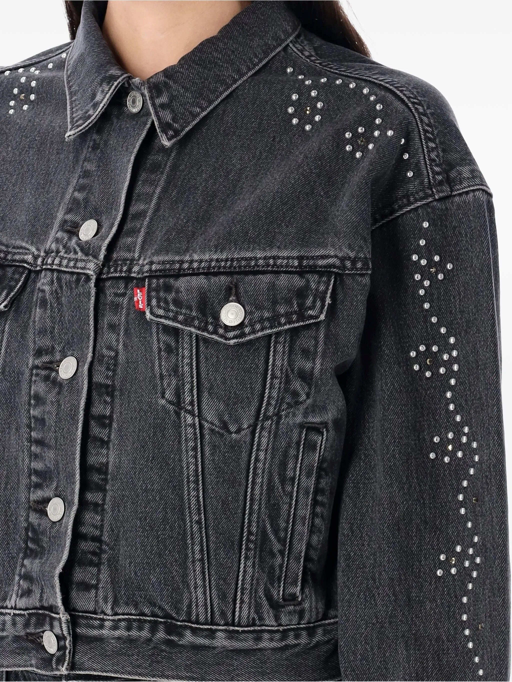 SHRUNKEN 90S NO PLEAT BEJEWELED TRUCKER