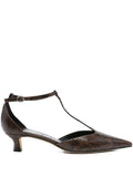 LIZ SNAKE PRINT CALF LEATHER MOKA