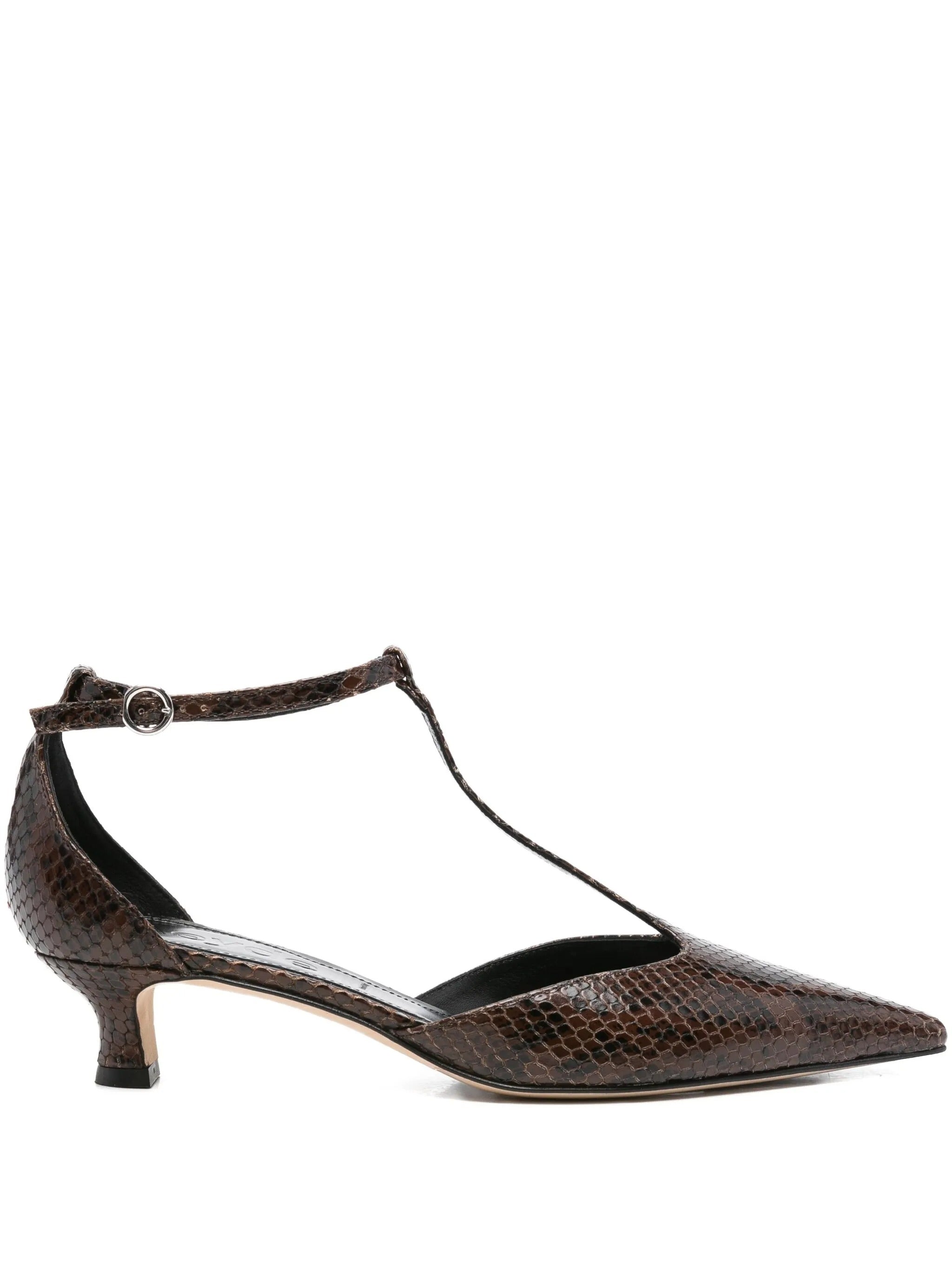 LIZ SNAKE PRINT CALF LEATHER MOKA