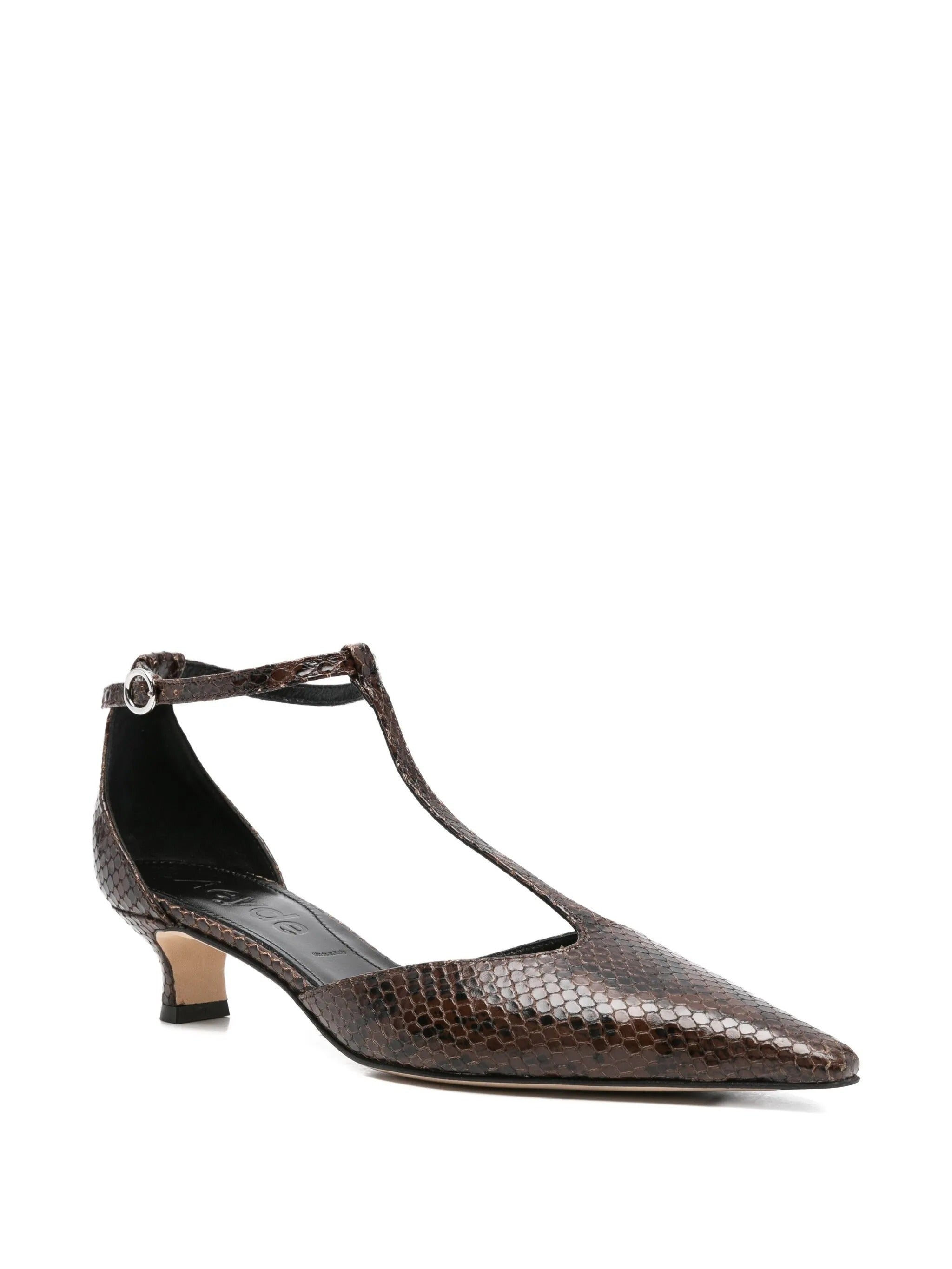 LIZ SNAKE PRINT CALF LEATHER MOKA