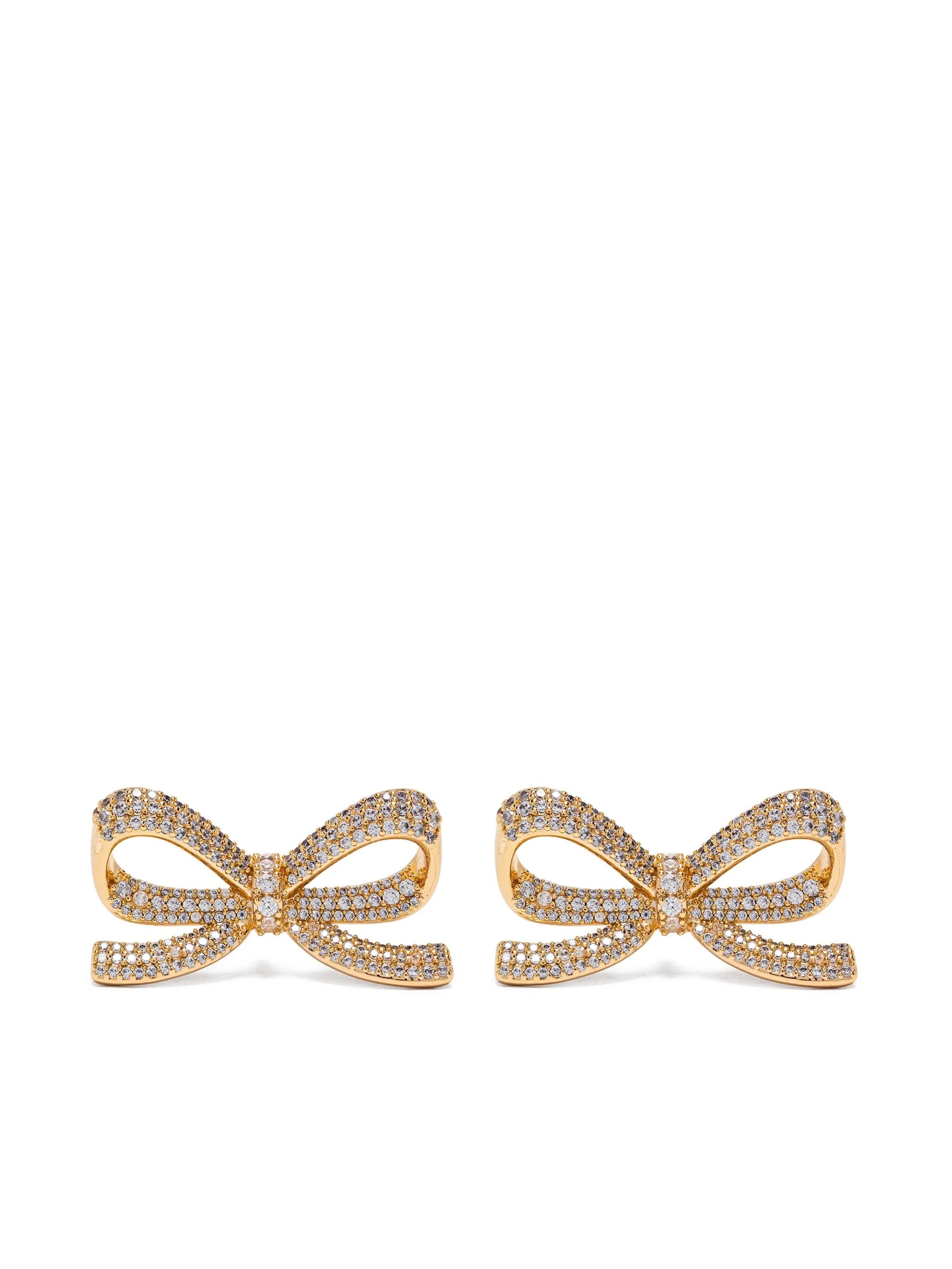 GOLD CRYSTAL BOW EARRINGS