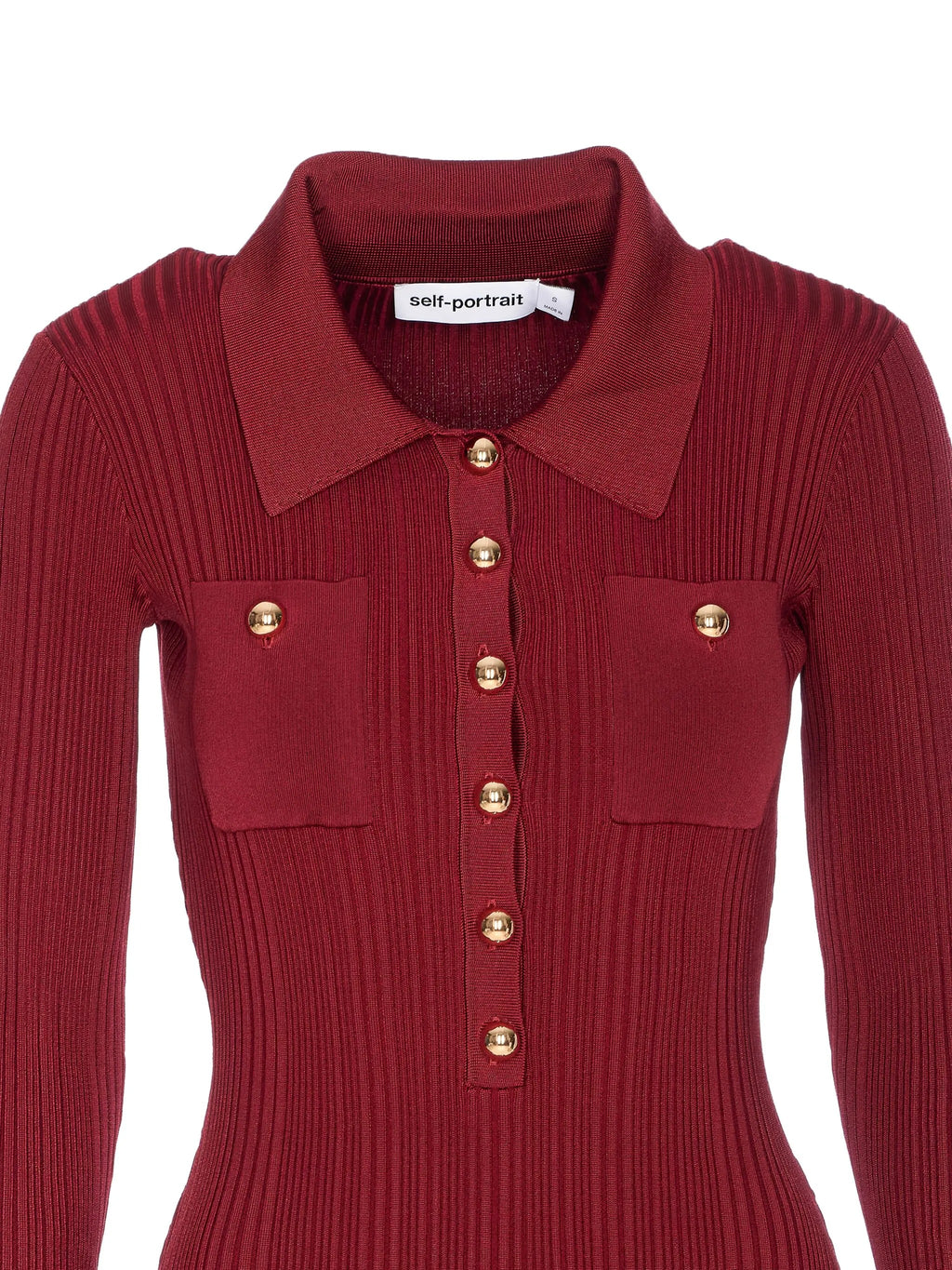 BURGUNDY RIBBED KNIT MIDI DRESS