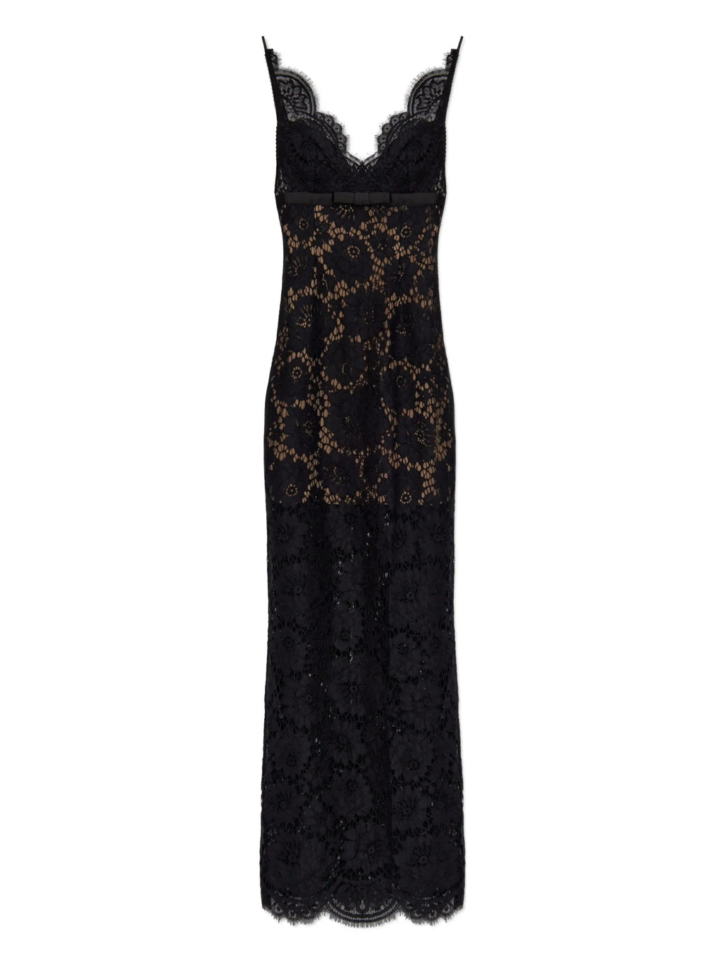 BLACK FLORAL LACE MAXI DRESS