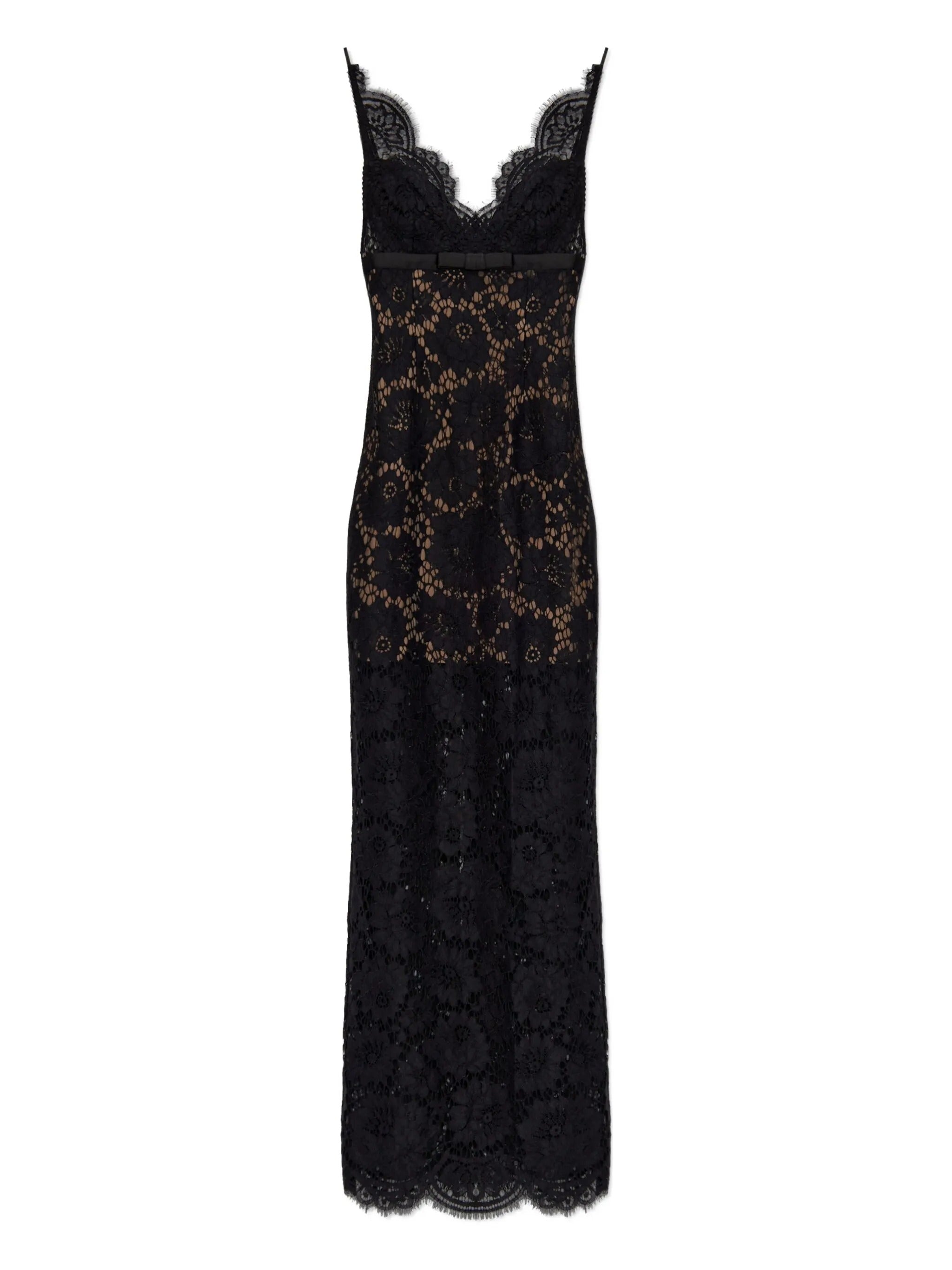 BLACK FLORAL LACE MAXI DRESS