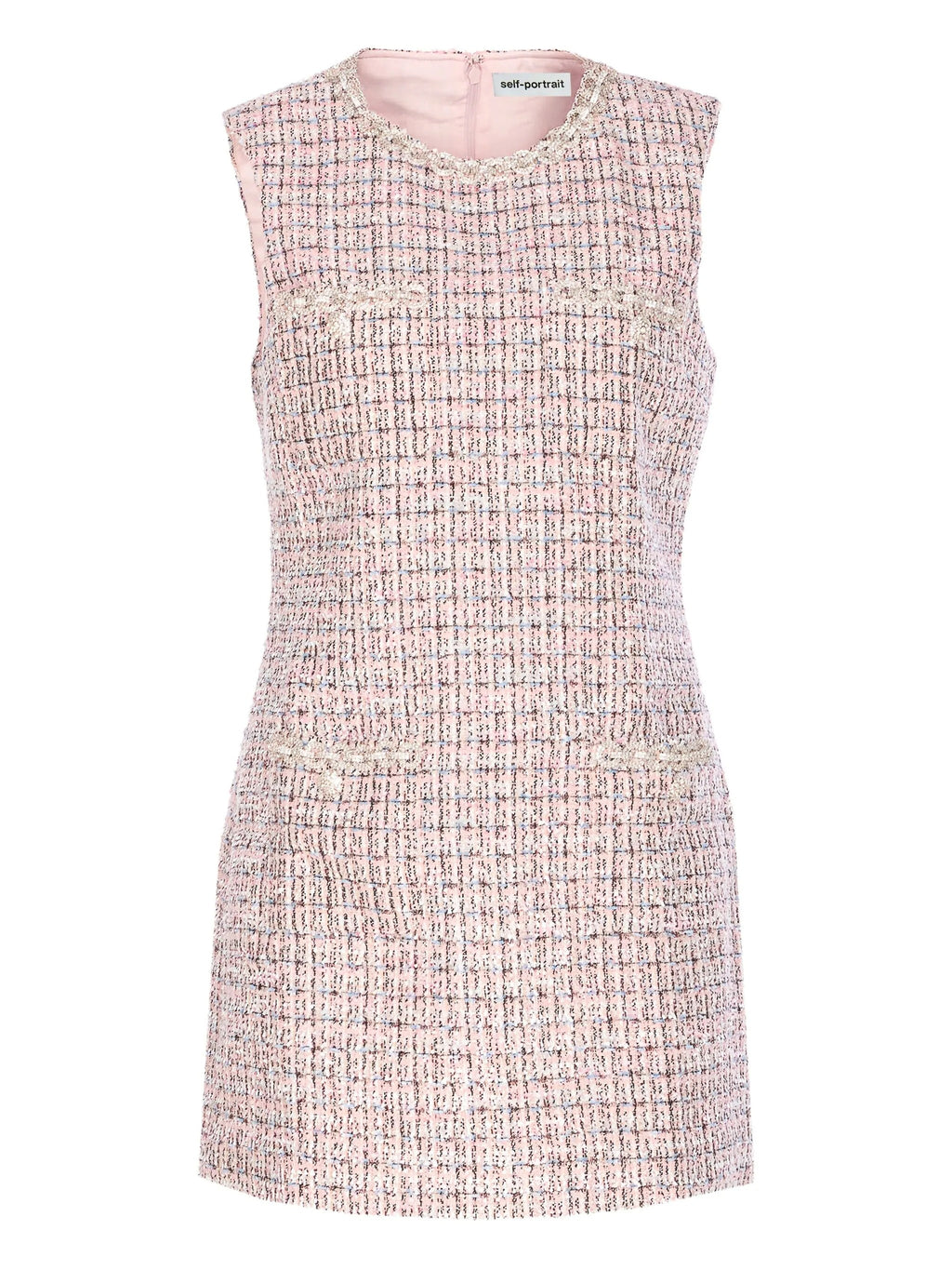 PINK BOUCLE SLEEVELESS MINI DRESS