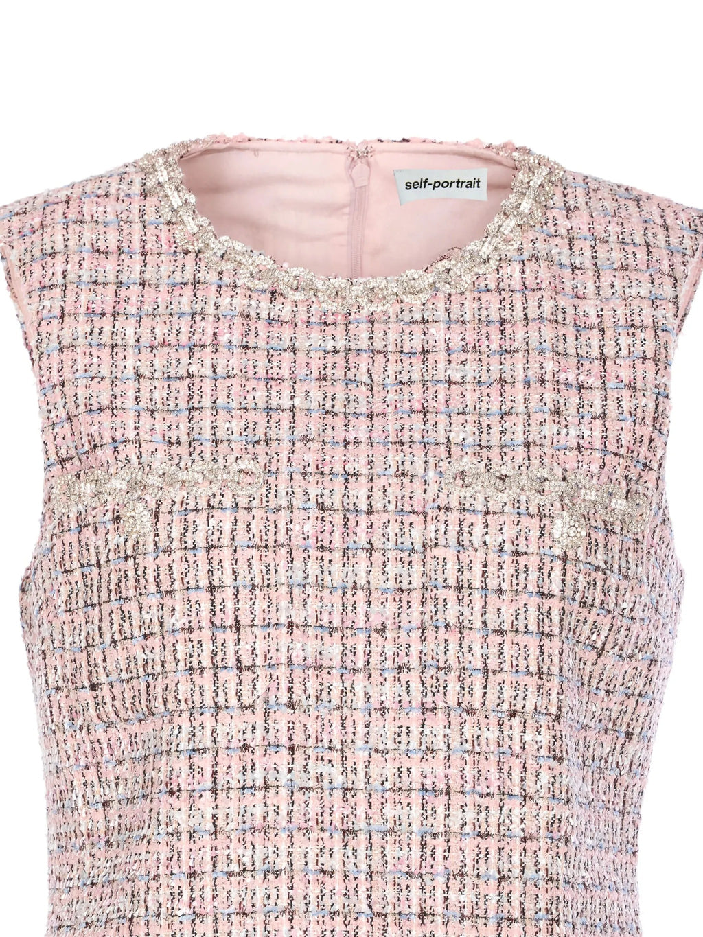 PINK BOUCLE SLEEVELESS MINI DRESS