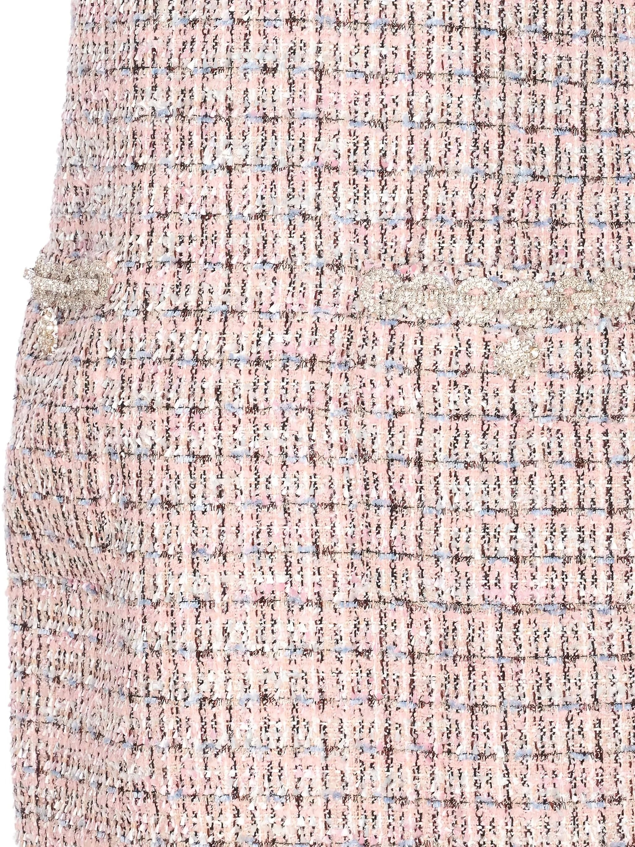 PINK BOUCLE SLEEVELESS MINI DRESS