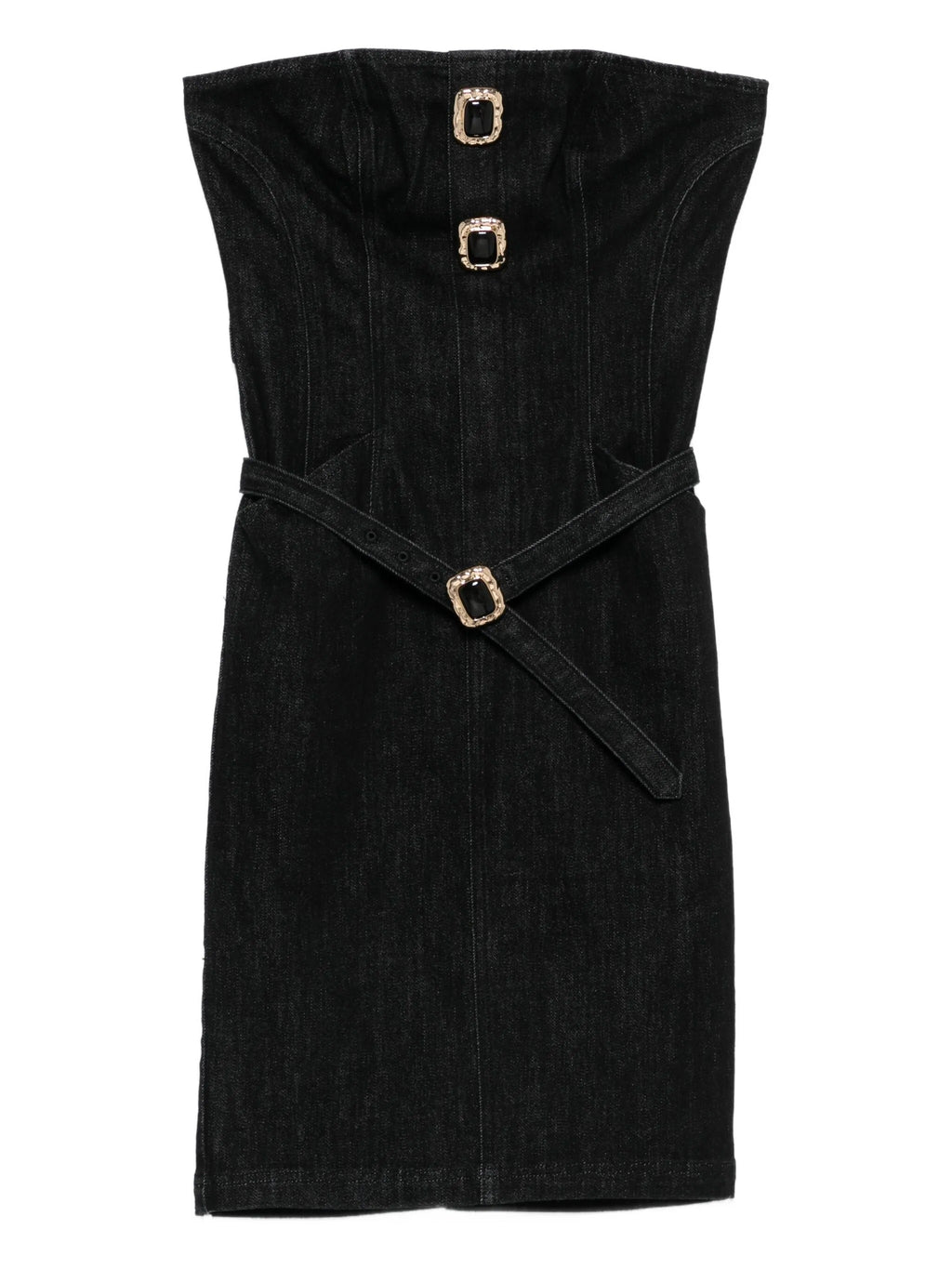 BLACK DENIM BANDEAU MIDI DRESS