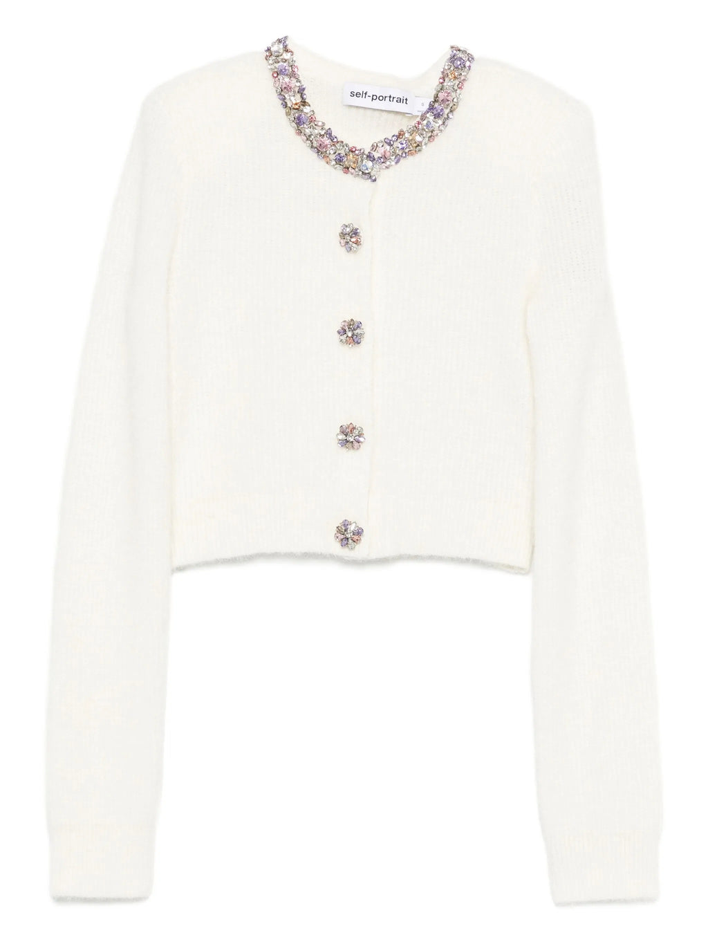 CREAM EMBELLISHED TRIM CARDIGAN