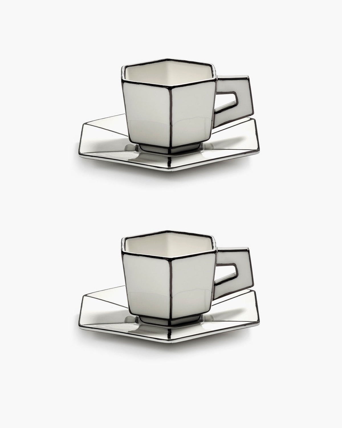 ESPRESSO CUP + SAUCER WHITE/BLACK (SET 2 PZ)