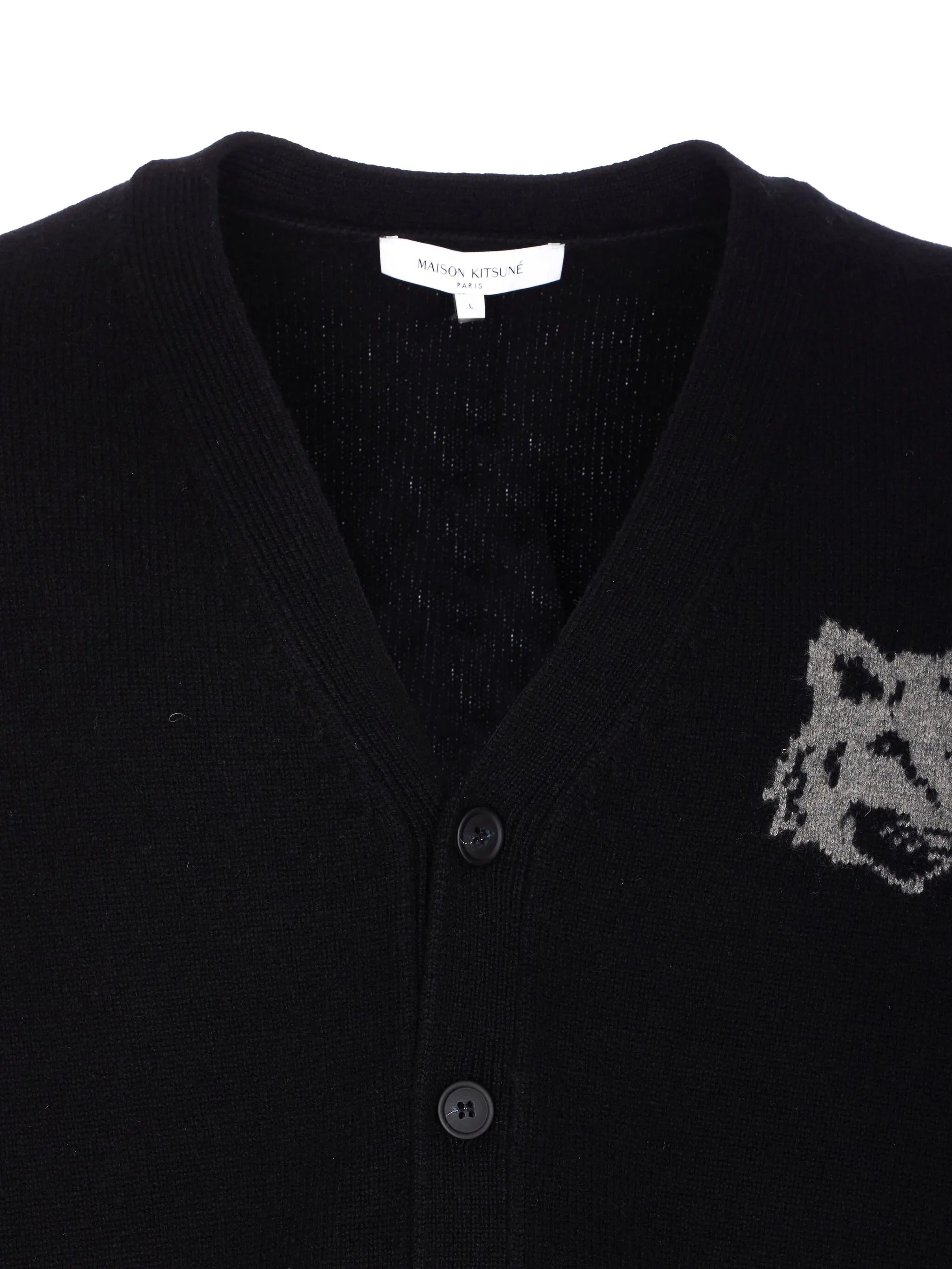 FOX HEAD INTARSIA MERINO CARDIGAN